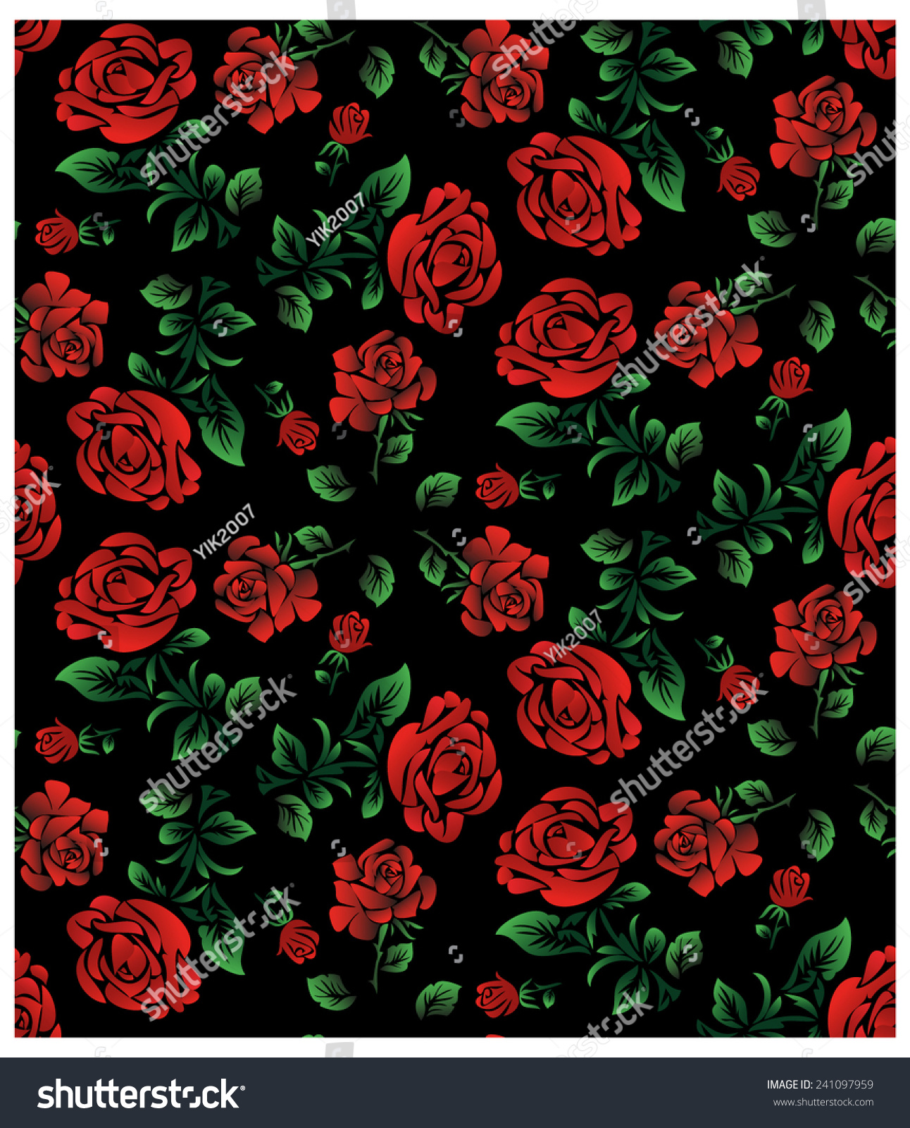 Black Rose Pattern Wallpaper