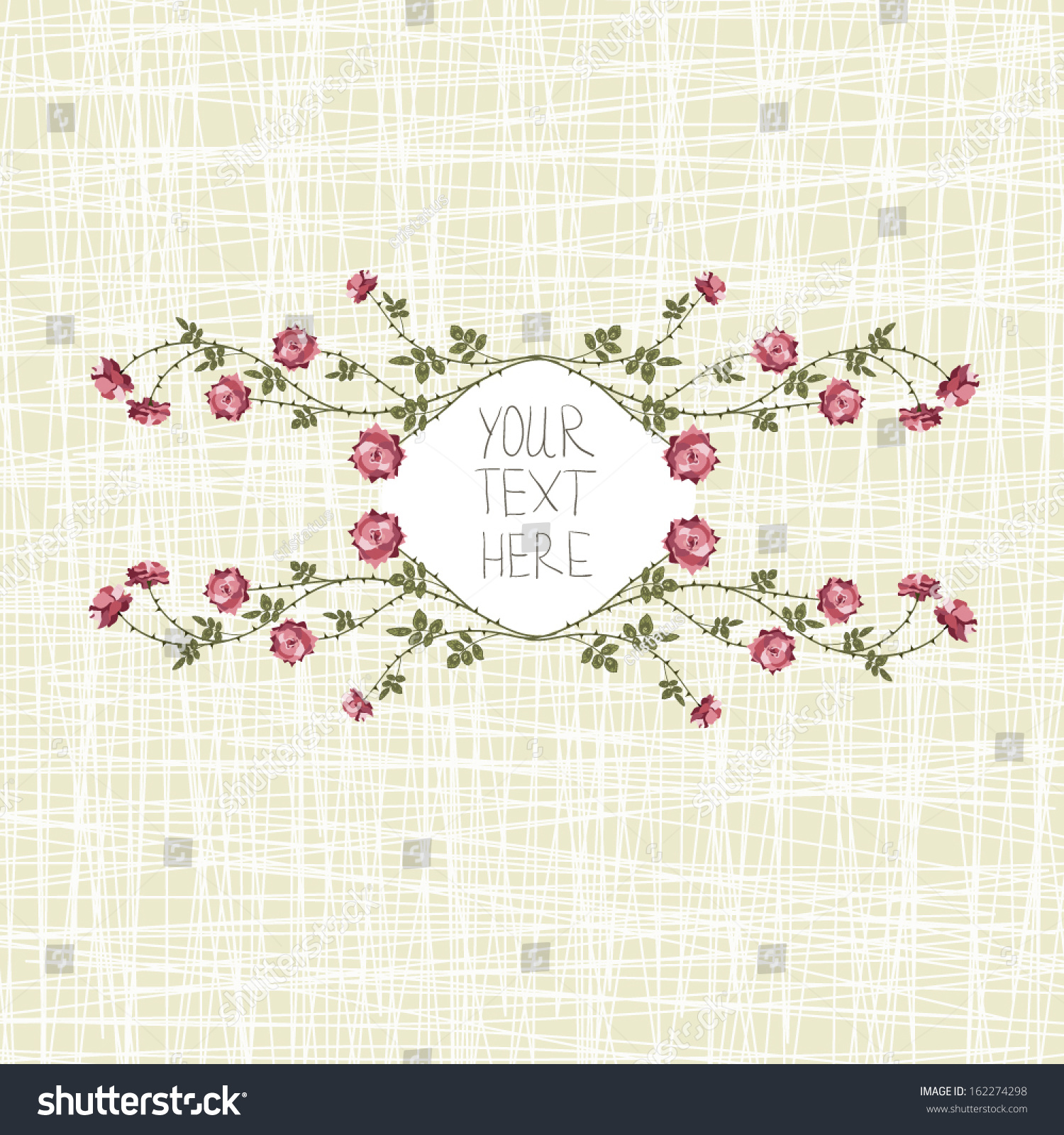 Vector Floral Wreath With Roses - 162274298 : Shutterstock