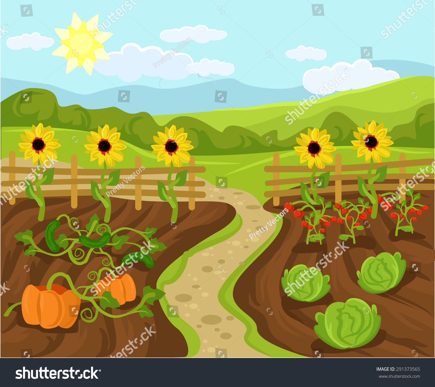 Vector Garden Flat Cartoon Illustration - 291373565 : Shutterstock