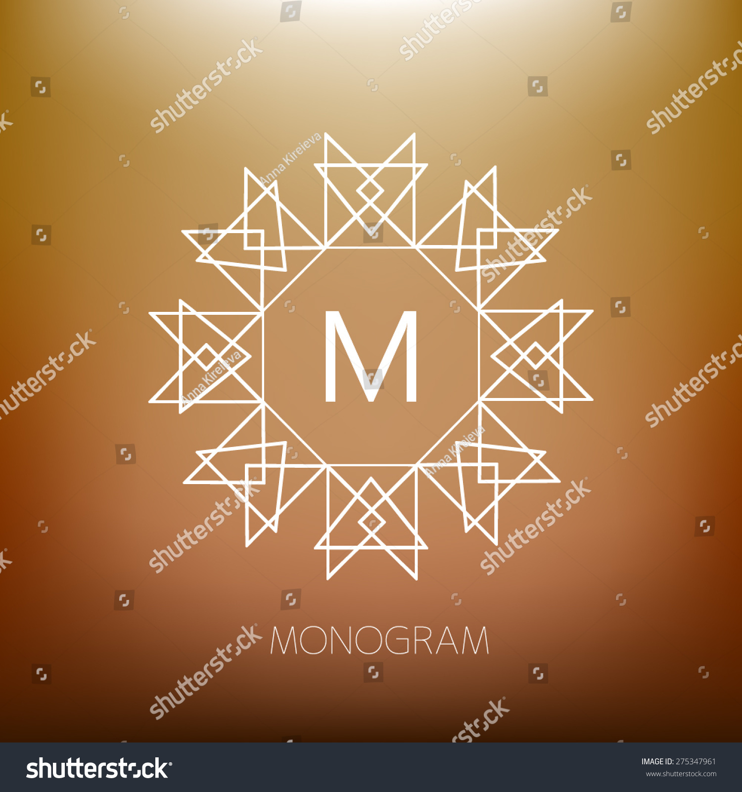 Vector Geometric Monogram Modern Minimalist Template Stock Vector