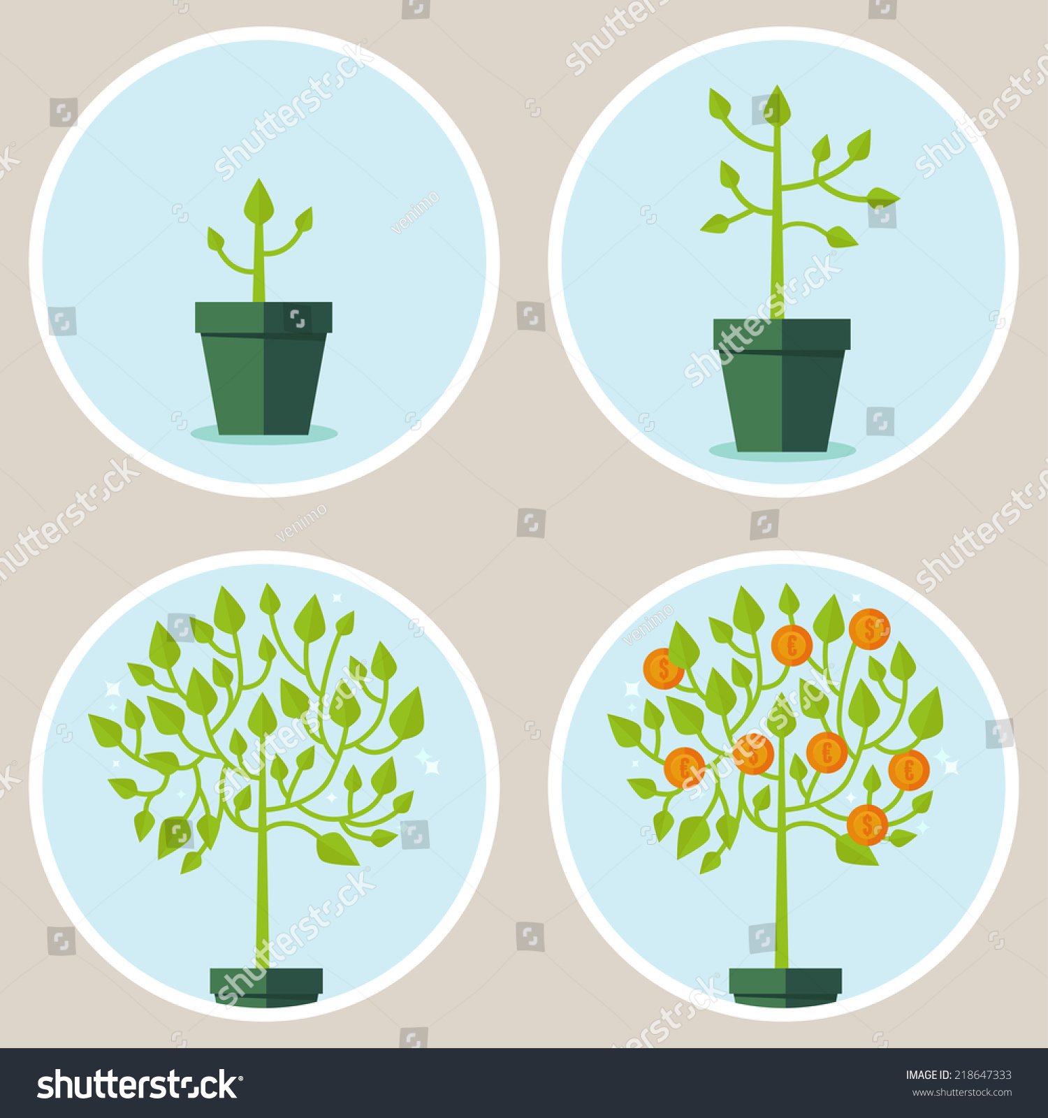 Vector Growth Concept - Infographic In Flat Style - Abstract Process Of