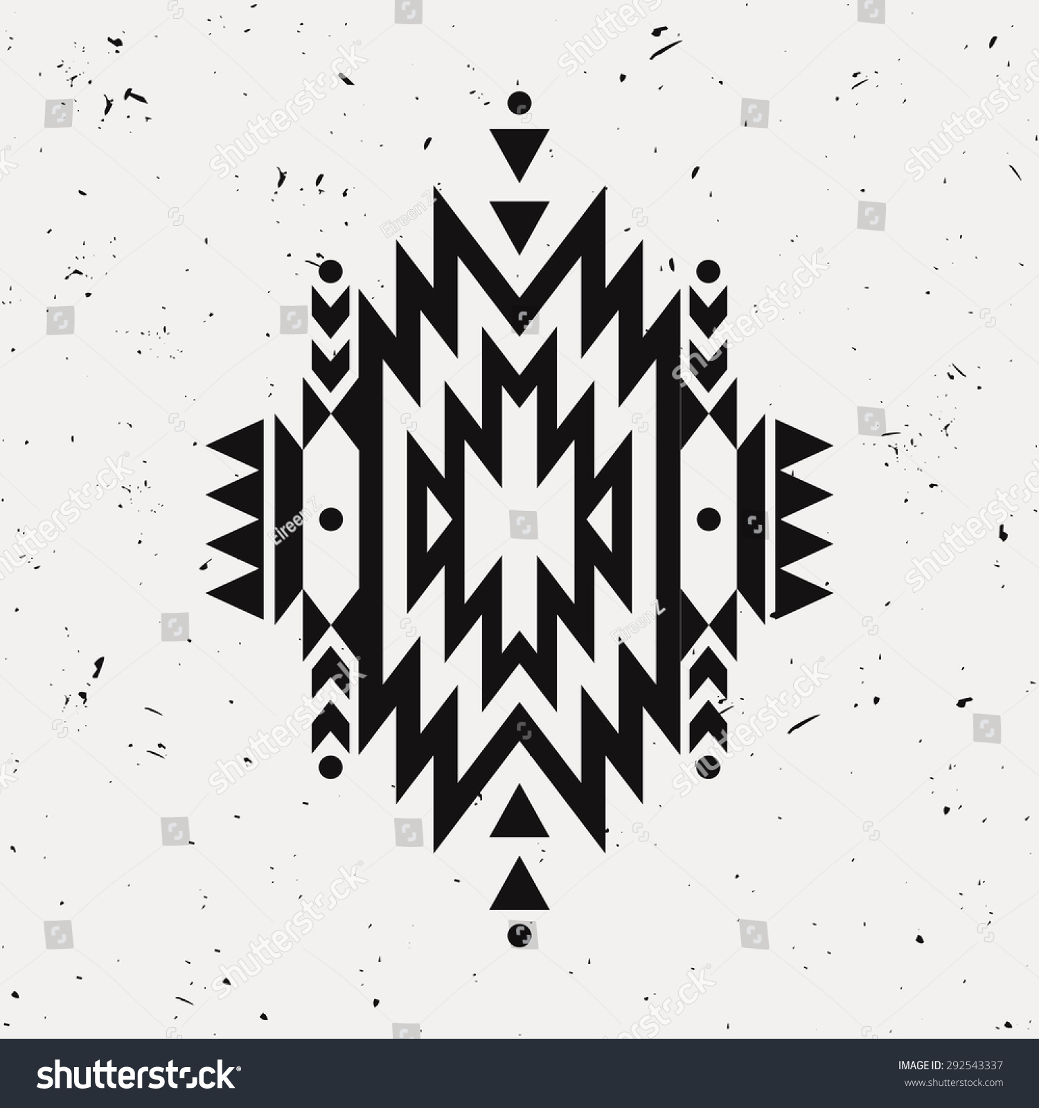 Vector grunge monochrome decorative ethnic pattern American indian motifs Background with black aztec tribal ornament Vector grunge monochrome decorative ethnic pattern American indian motifs Background with black aztec tribal ornament