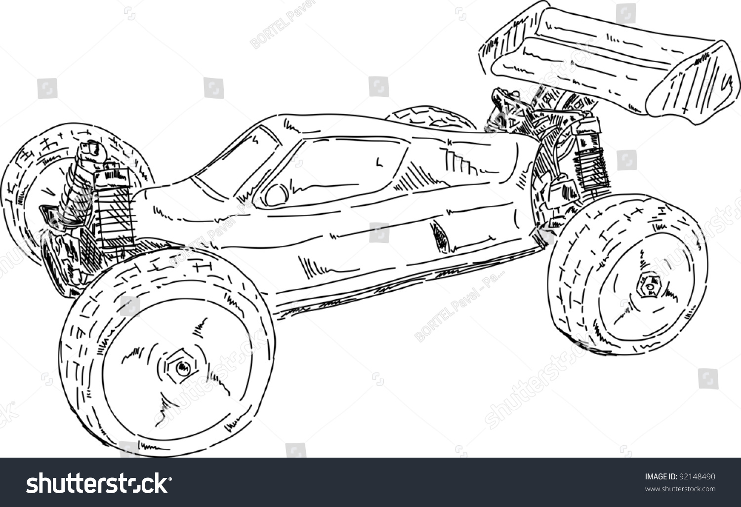 Vector - Hand Draw Rc Buggy Car Isolated On Background - 92148490