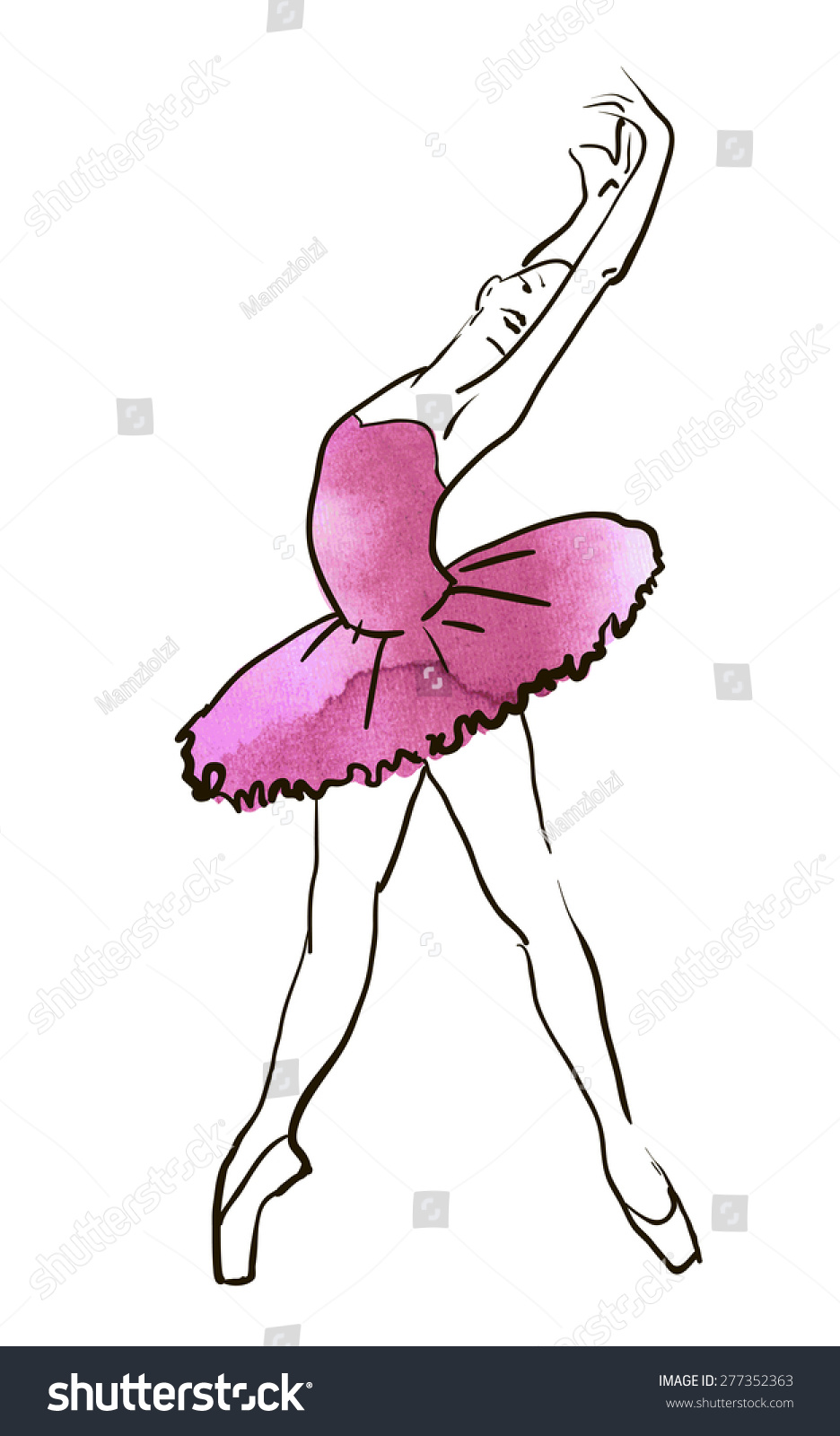 Vector Hand Drawing Ballerina Figure Watercolor Illustration 277352363 Shutterstock 