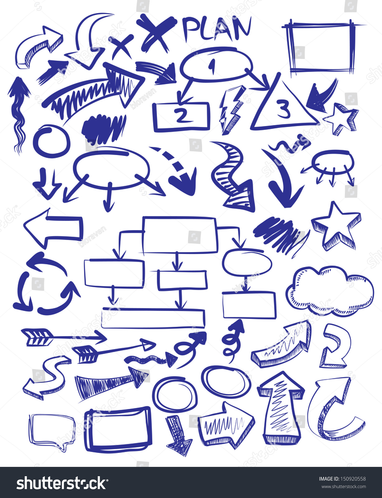 Vector Hand Drawn Arrows Icons Set On White - 150920558 : Shutterstock