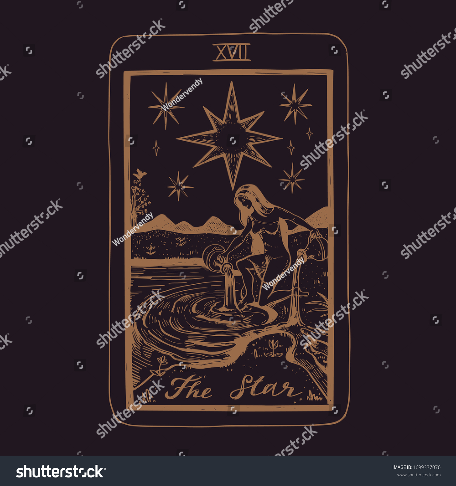 Vector Hand Drawn Tarot Card Deck Stock Vector Royalty Free 1699377076