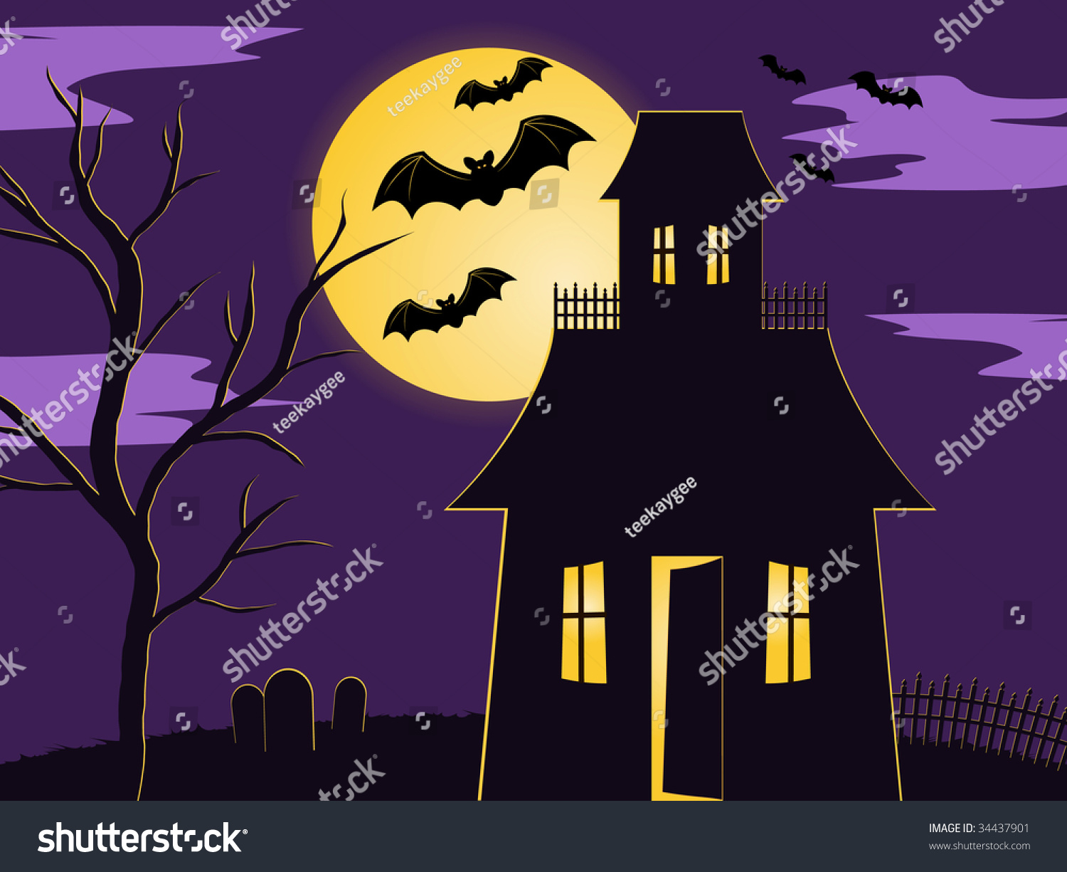 Vector Haunted House - 34437901 : Shutterstock