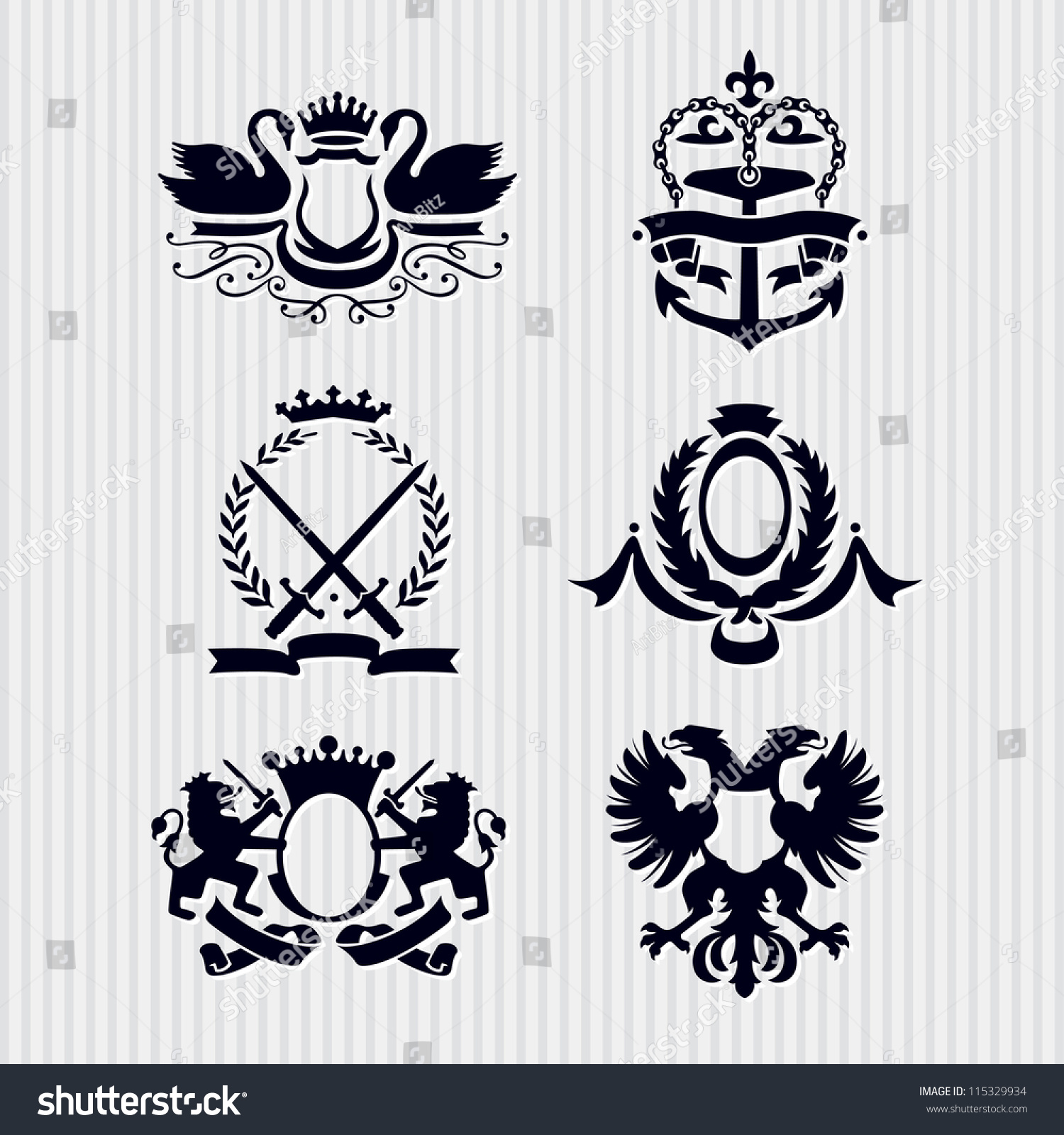 Vector Heraldic Royal Crests Coat Of Arms 115329934 Shutterstock