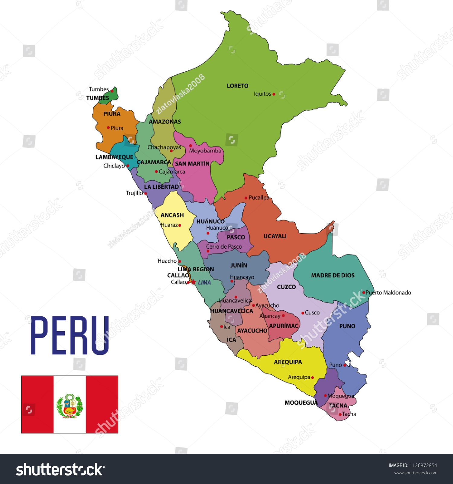 Vector Highly Detailed Political Map Peru 6888 Hot Sex Picture