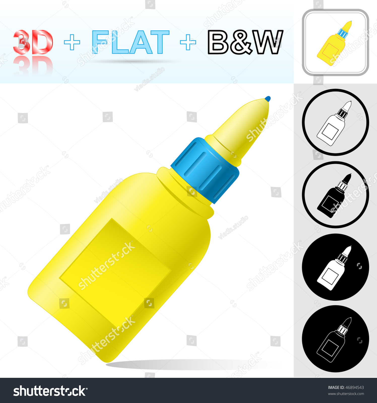 Vector Icon Of Glue Bottle - 46894543 : Shutterstock