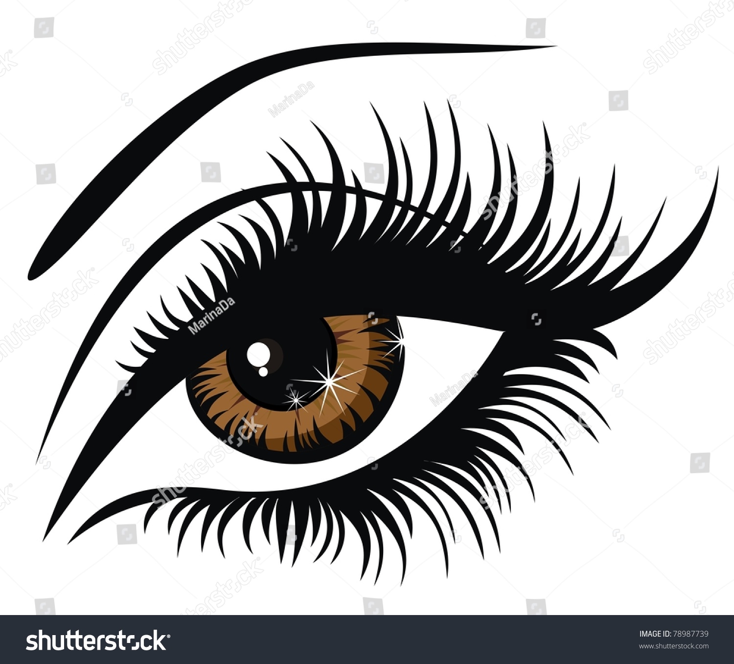 Vector Illustration Beautiful Female Brown Eye Stock Vector 78987739 Shutterstock 