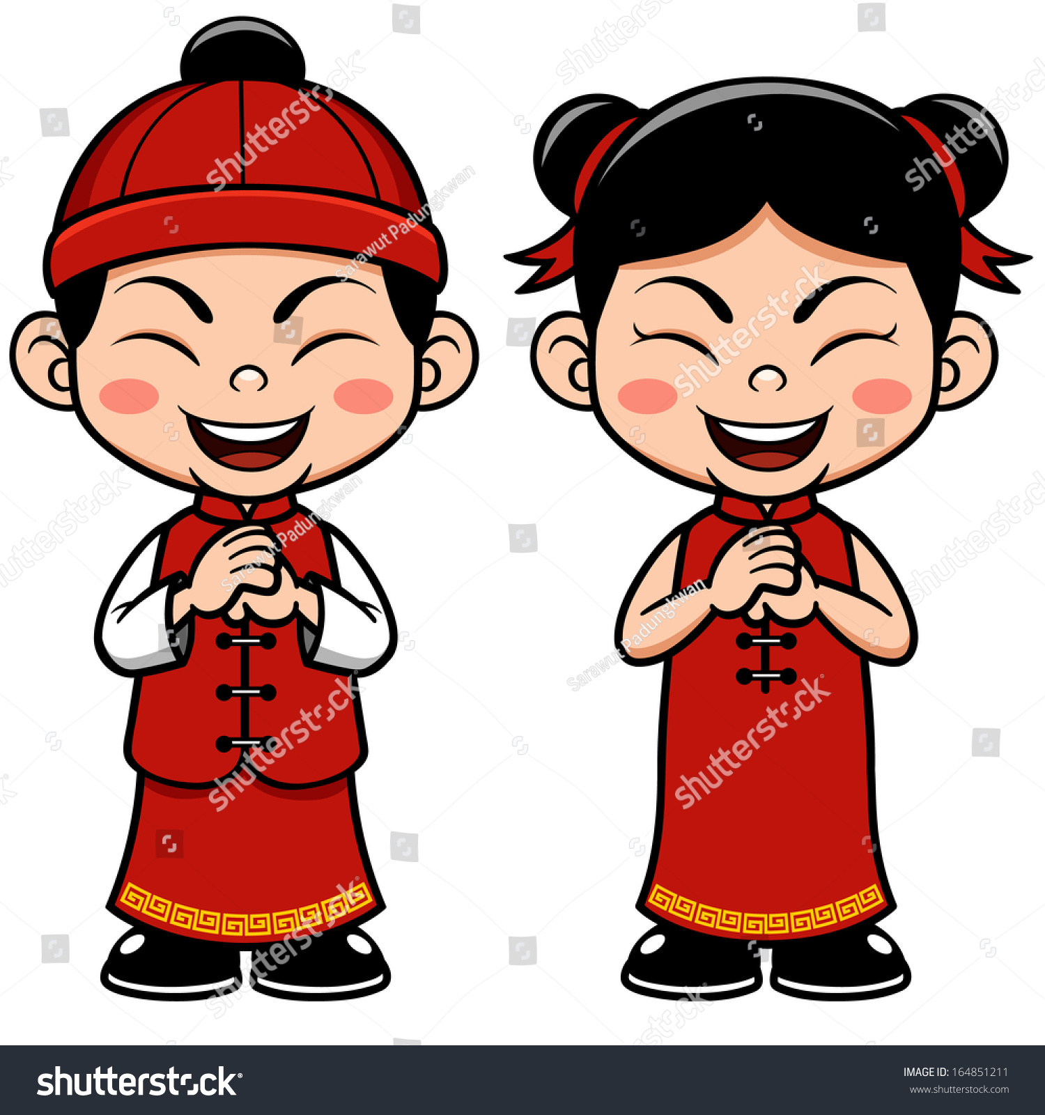 Vector Illustration Chinese Kids Stock Vector 164851211 - Shutterstock