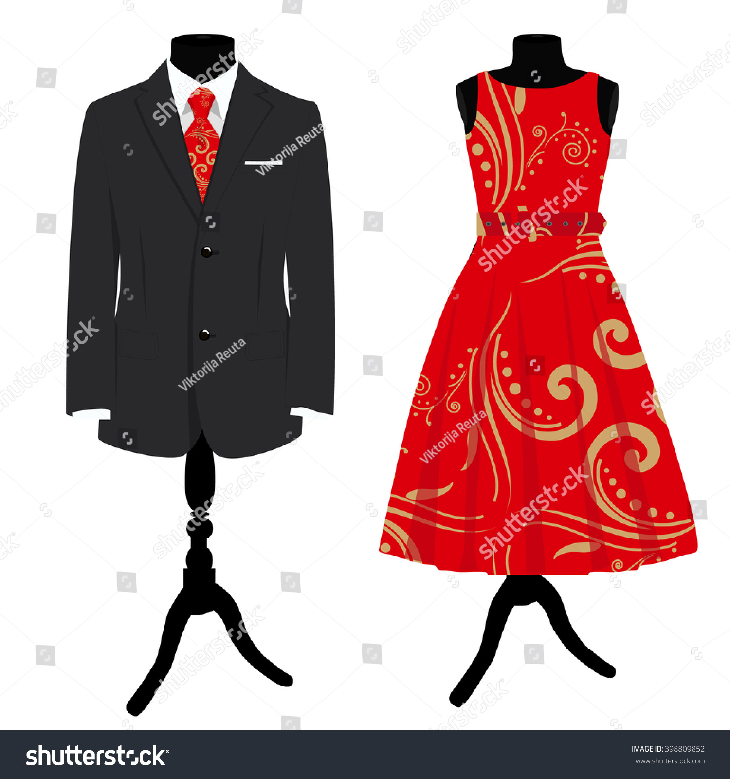 Vector Illustration Collection Man Suit Red Stock Vector 398809852