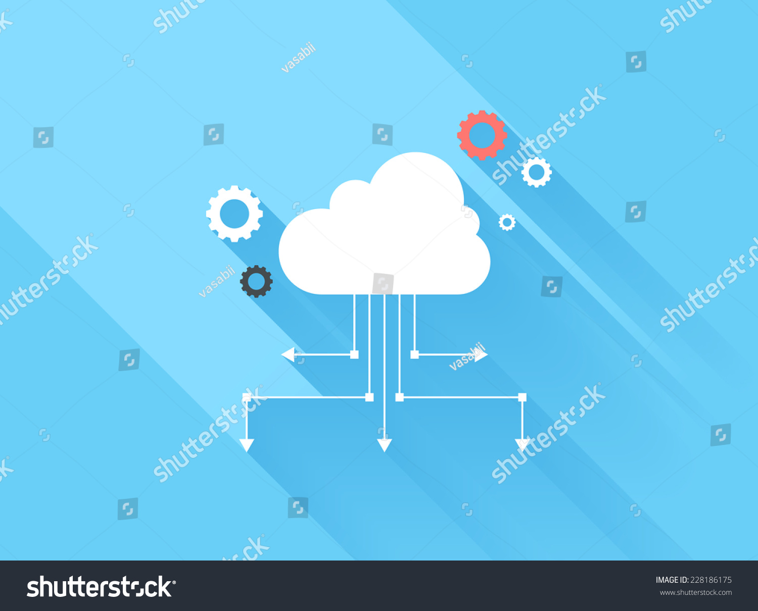 Vector Illustration Concept Of Cloud Computing Isolated On Blue ...