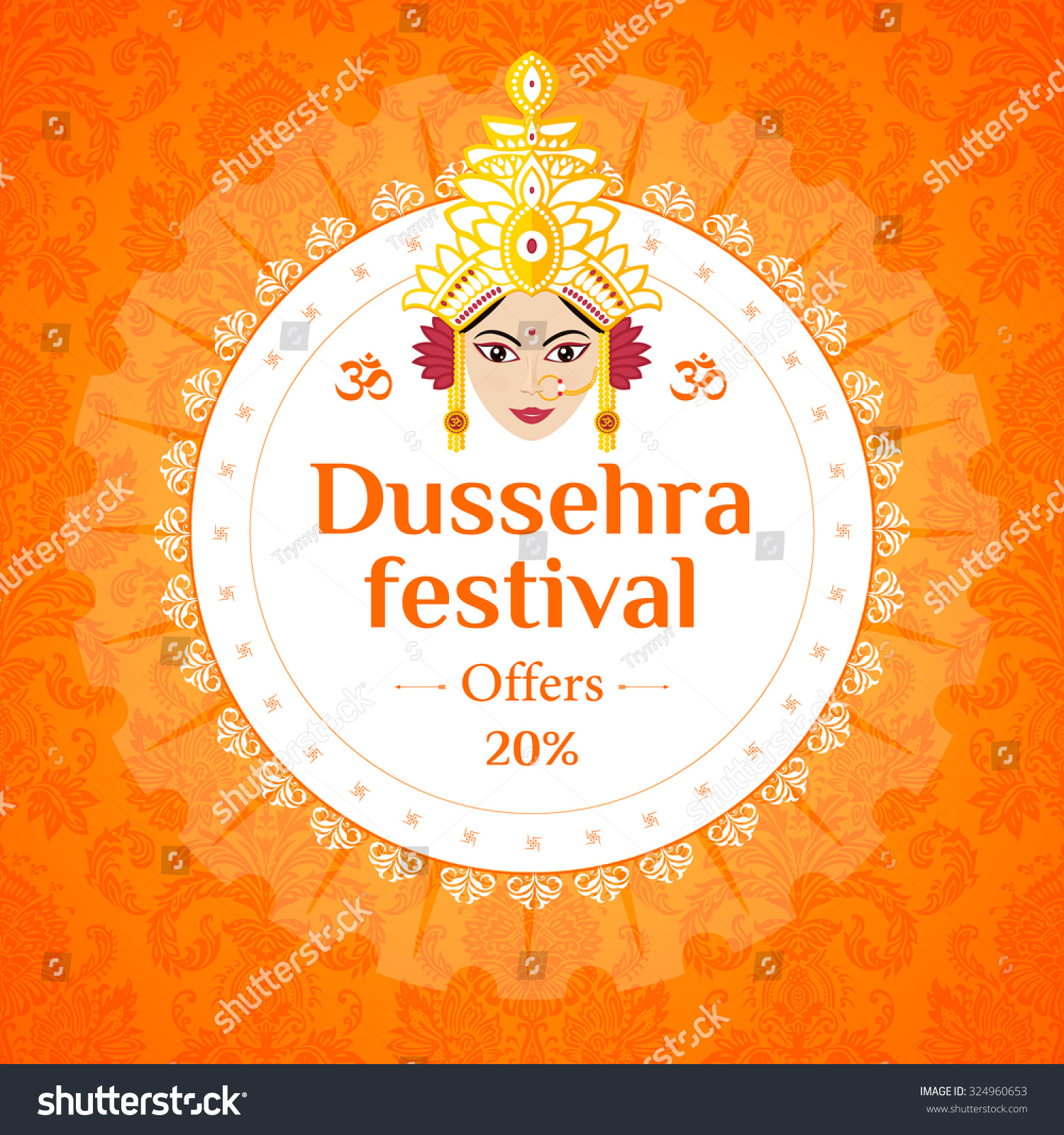 Vector Illustration Dussehra Festival Offers With Beautiful Face Of