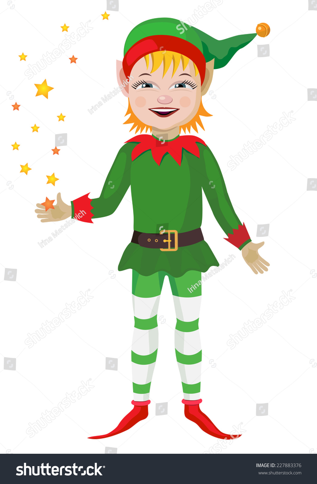 Vector Illustration. Elf For The Christmas Holiday. - 227883376