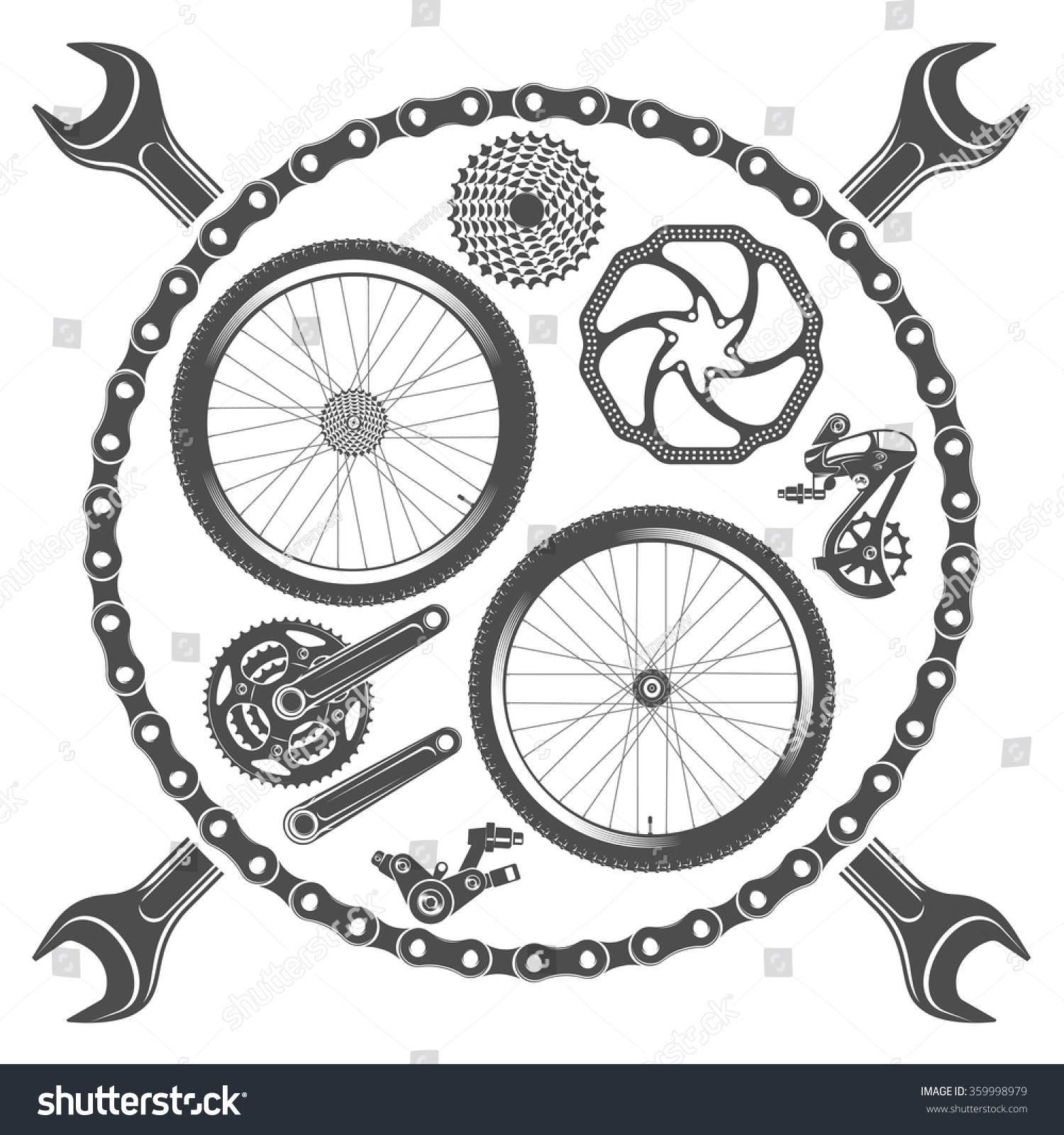 Vector Illustration Emblems Bike Repair On A White Background   Bicycle 