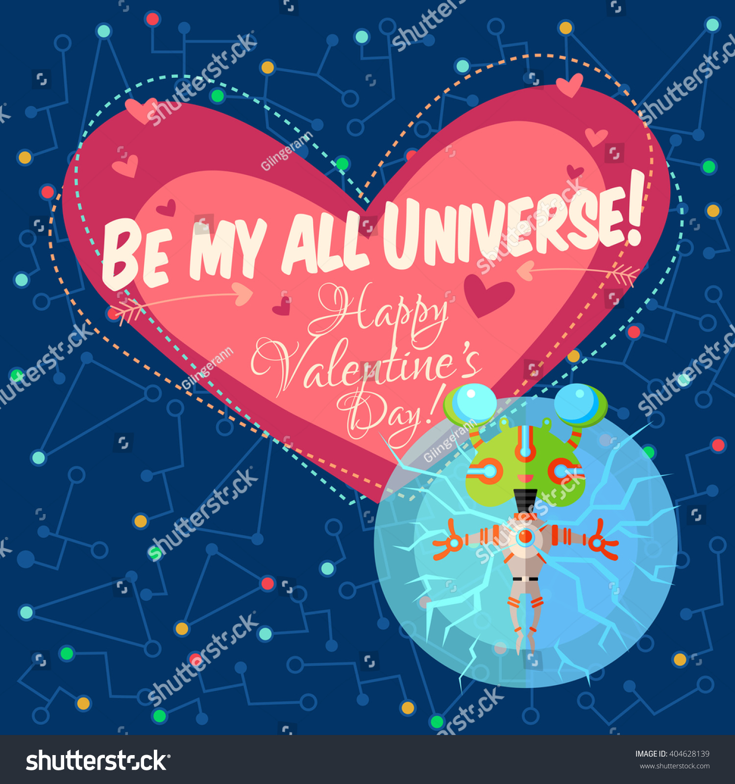 Vector Illustration In Flat Style About Outer Space Vector Illustration In Flat Style About Outer Space