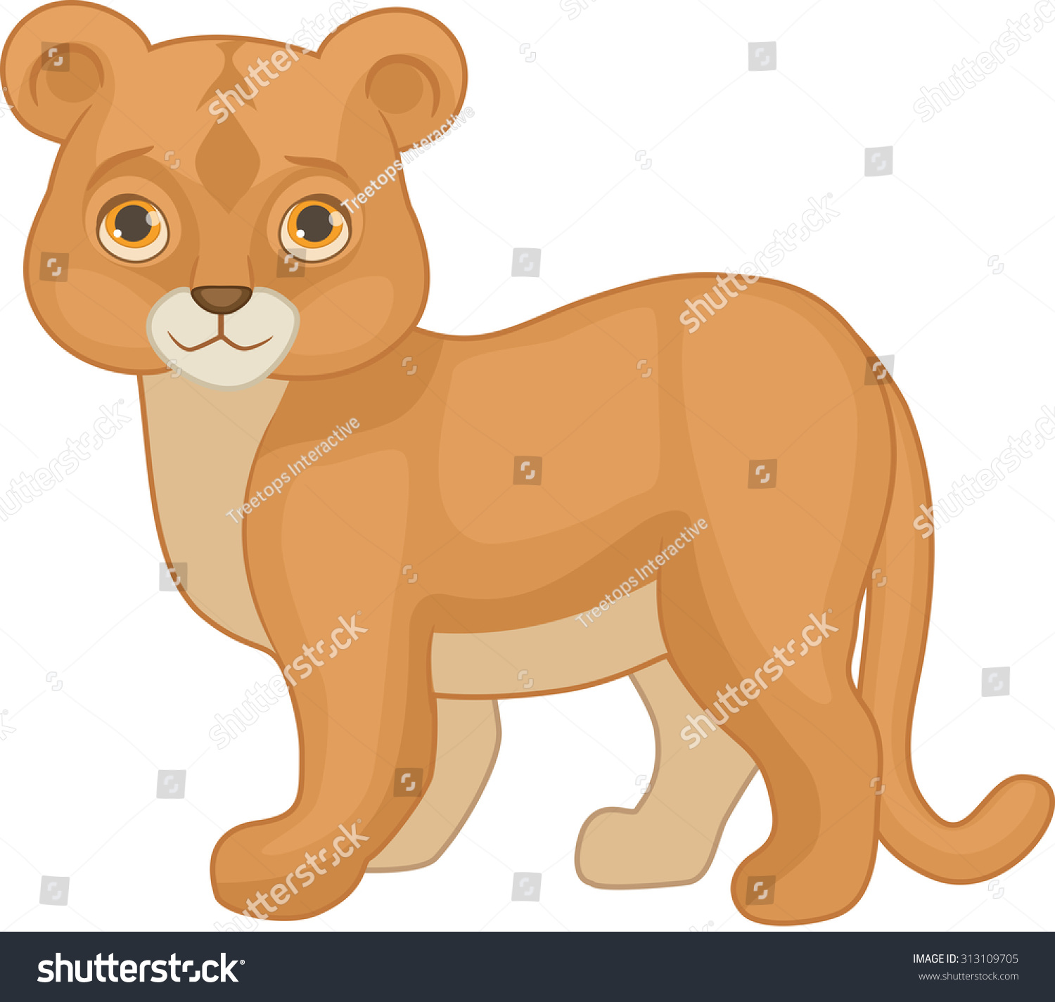 Vector Illustration Of A Cute Puma Cub 313109705 Shutterstock