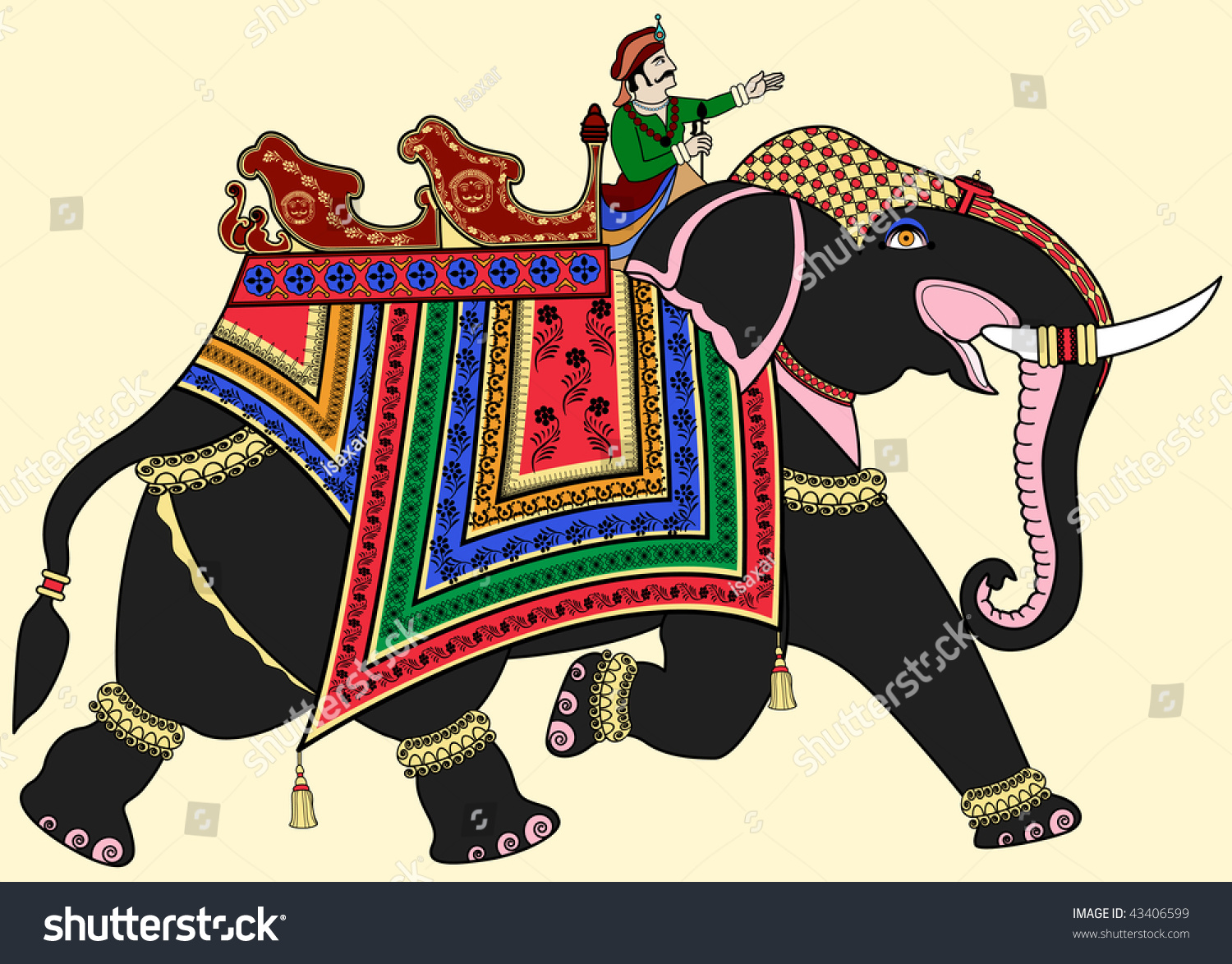 Vector Illustration Decorated Indian Elephant Stock Vector ...