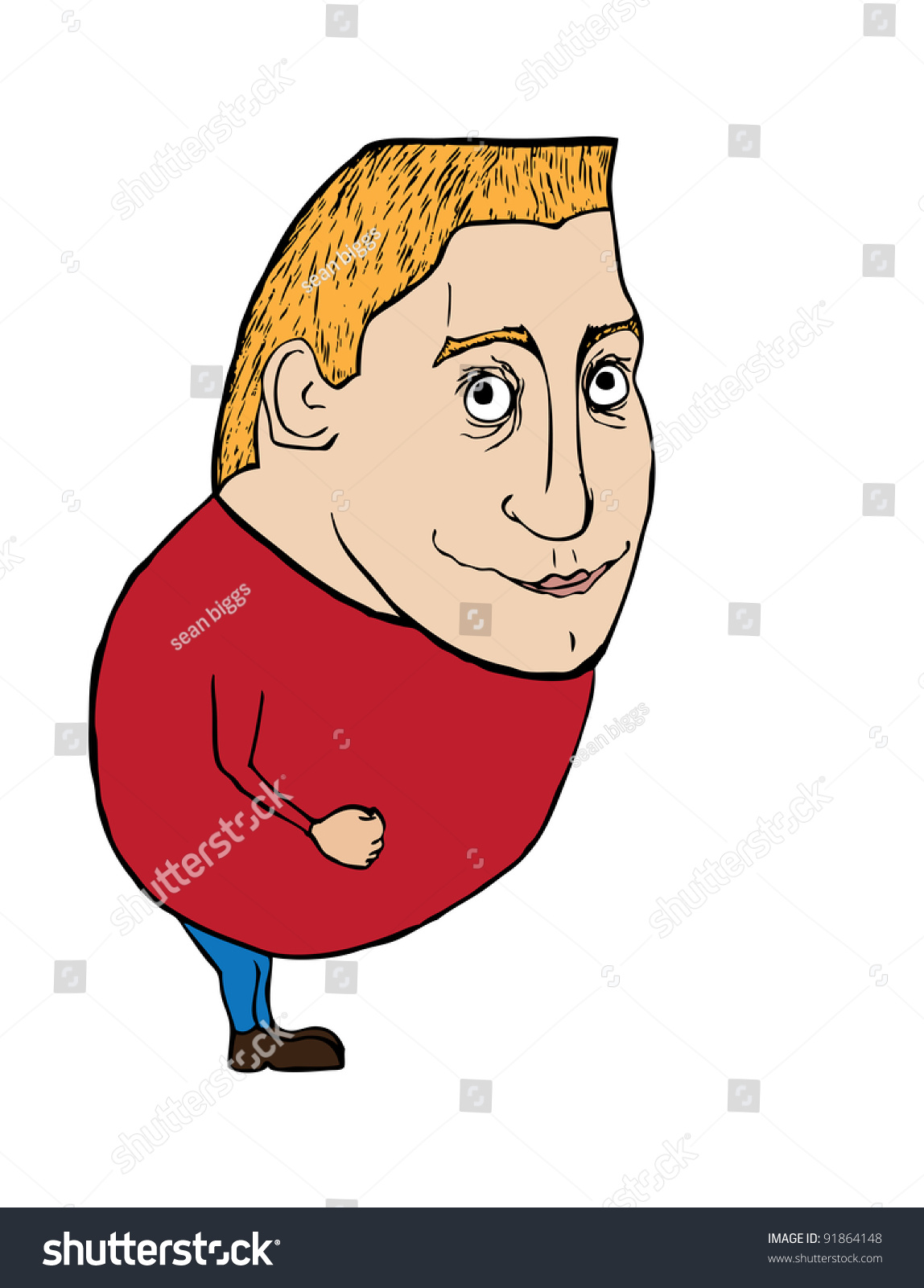 Vector Illustration Of A Fat Cartoon Man - 91864148 : Shutterstock