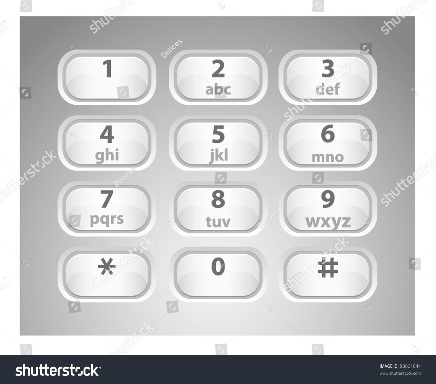 Vector Illustration Of A Glossy White Number Phone Keypad - 88661044 