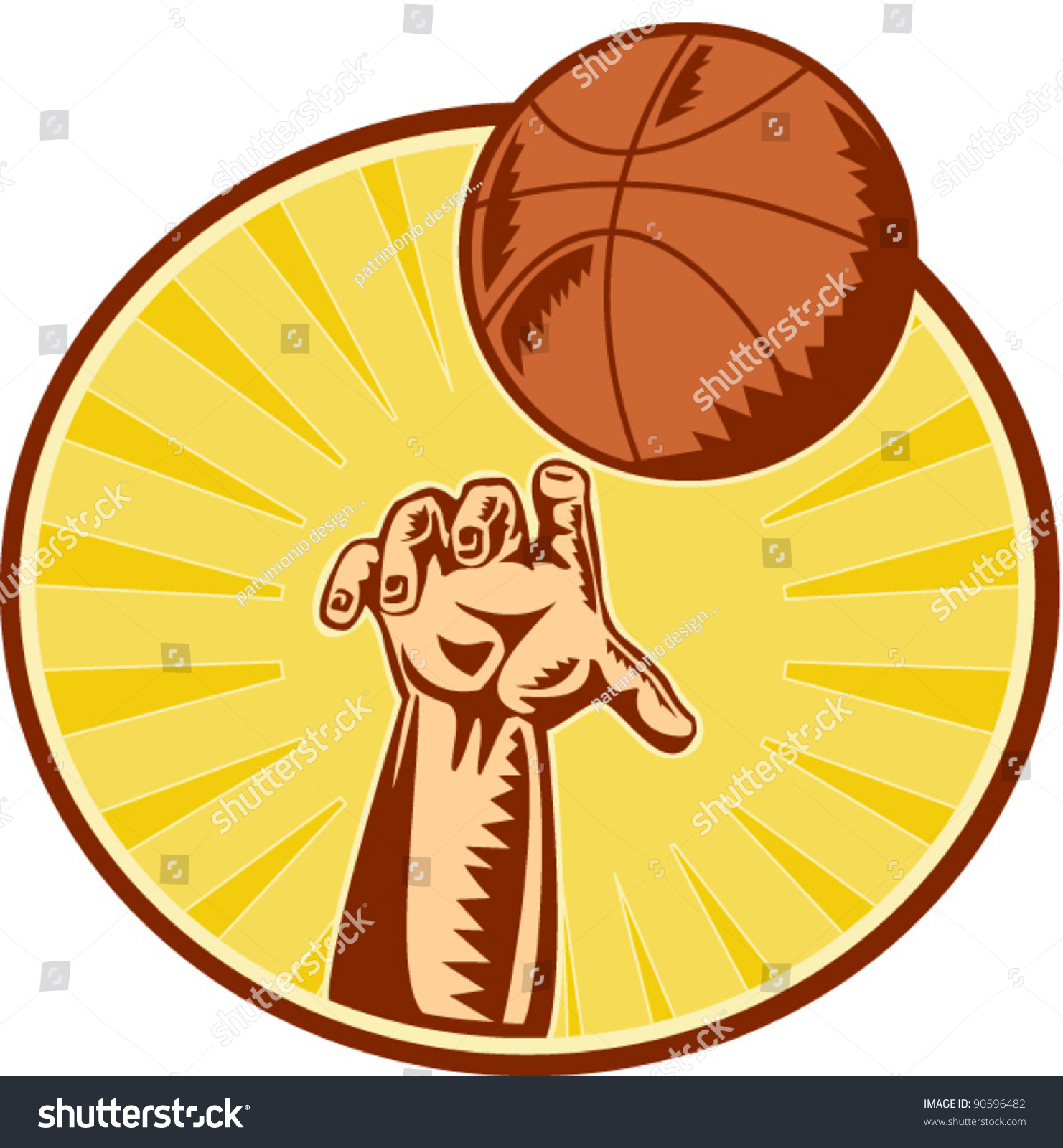 Vector Illustration Of A Hand Catching ,Throwing And Rebounding