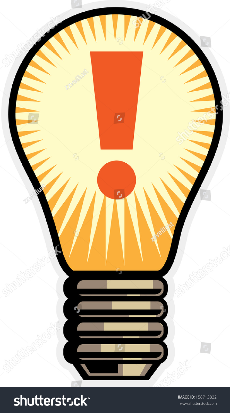 Vector Illustration Of A Lightbulb With Exclamation Mark 158713832