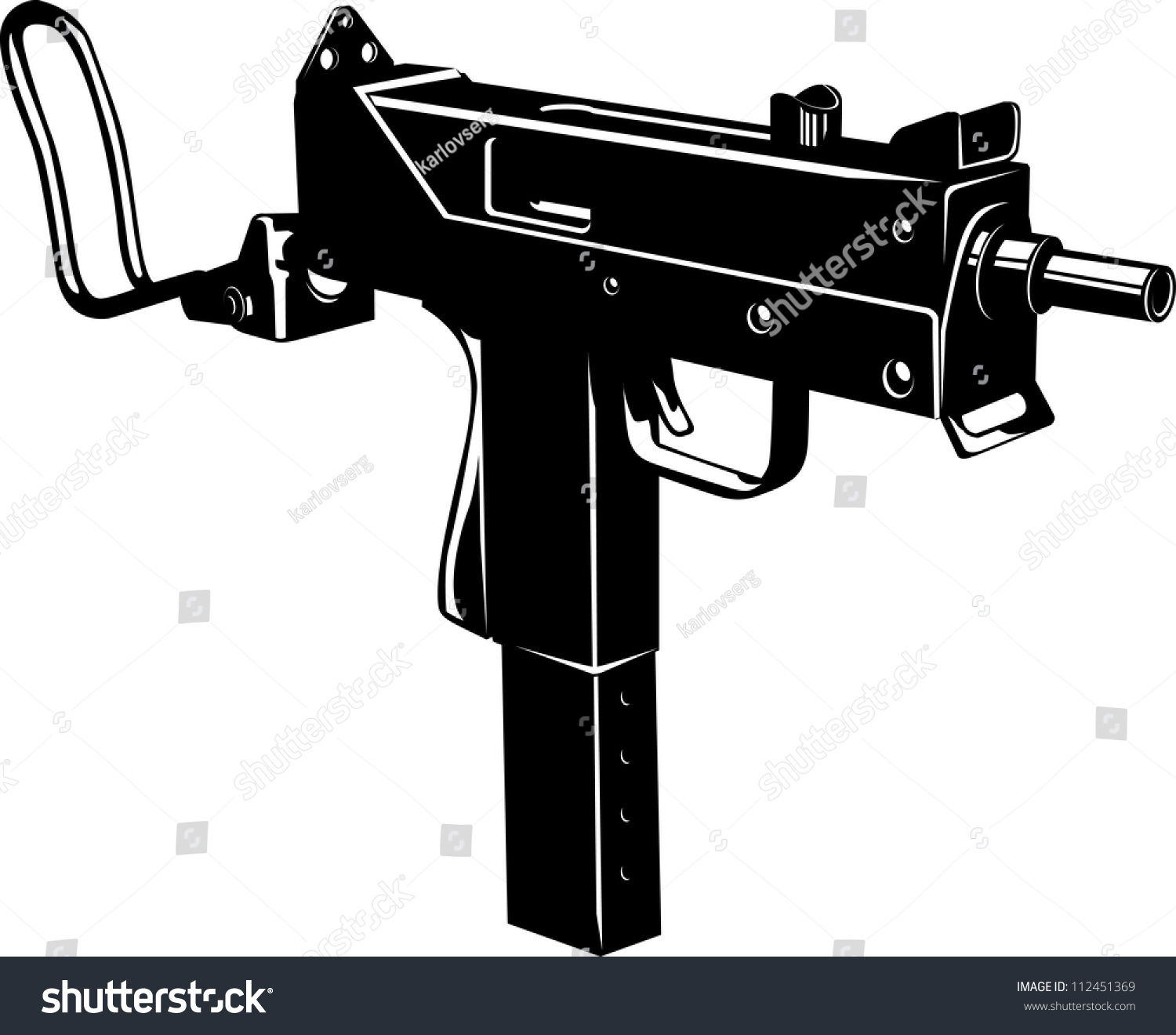 Vector Illustration Of A Machine Gun - 112451369 : Shutterstock