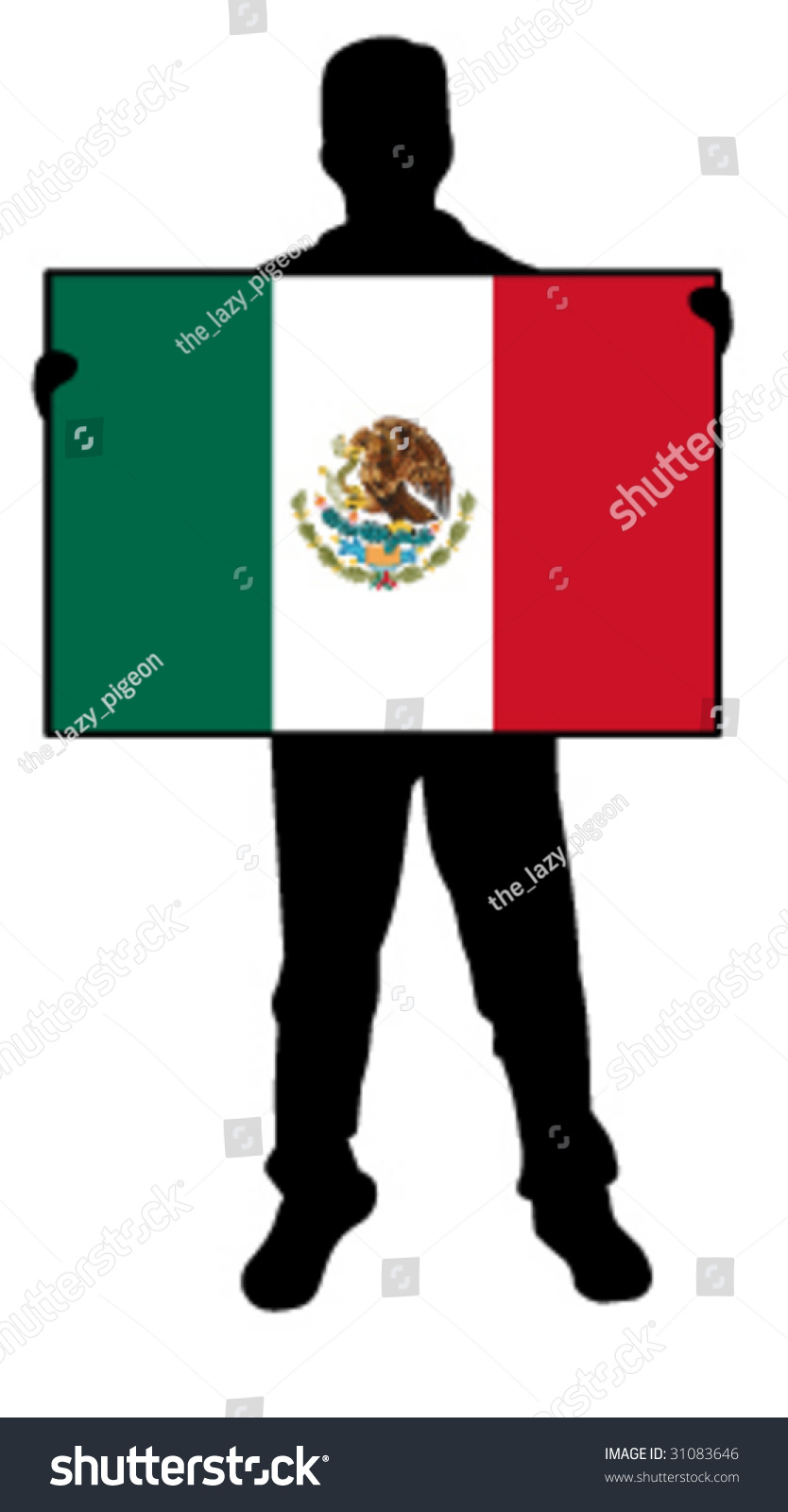 Vector Illustration Man Holding Flag Mexico