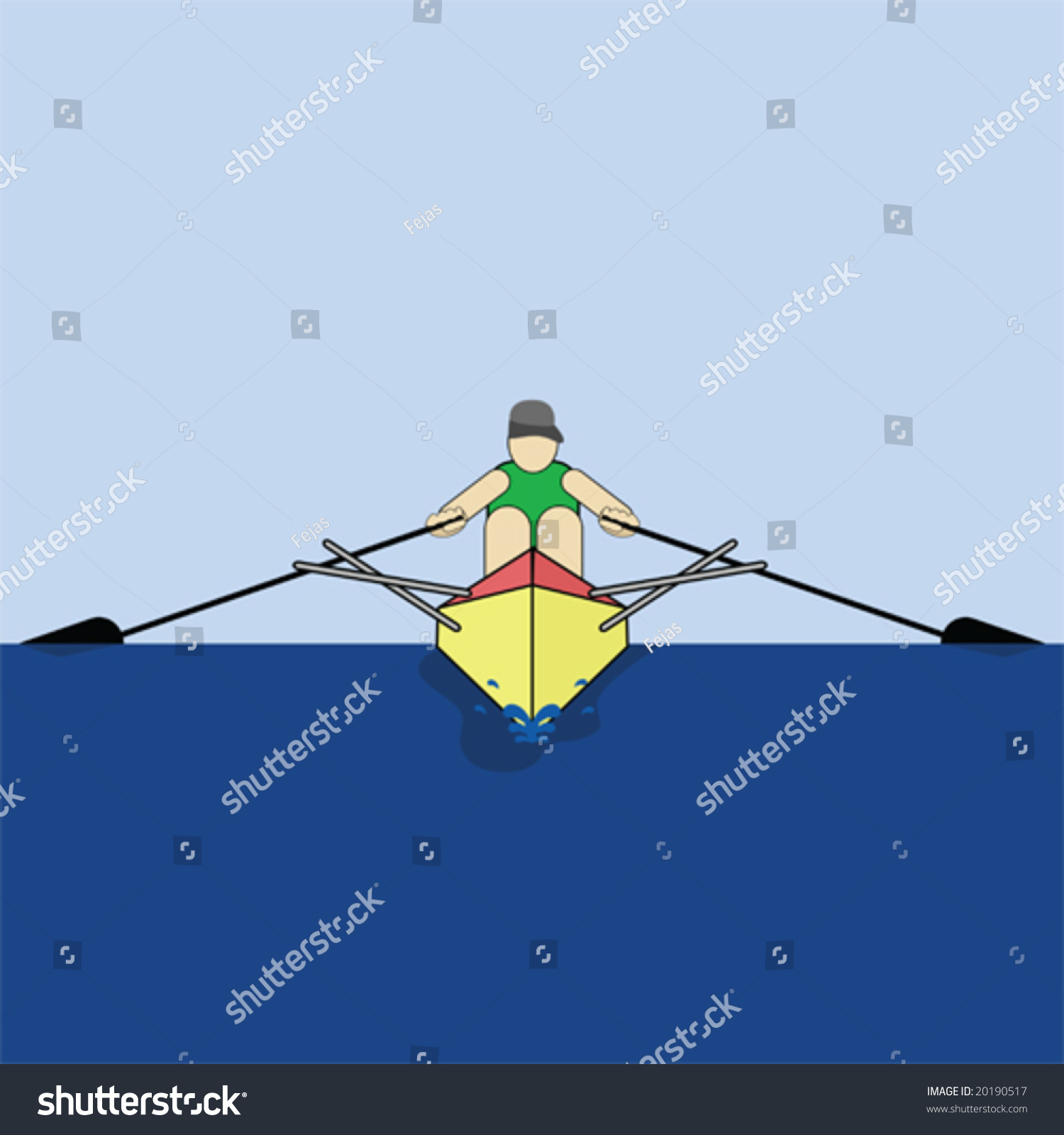 Vector Illustration Of A Man Rowing His Boat 20190517 Shutterstock