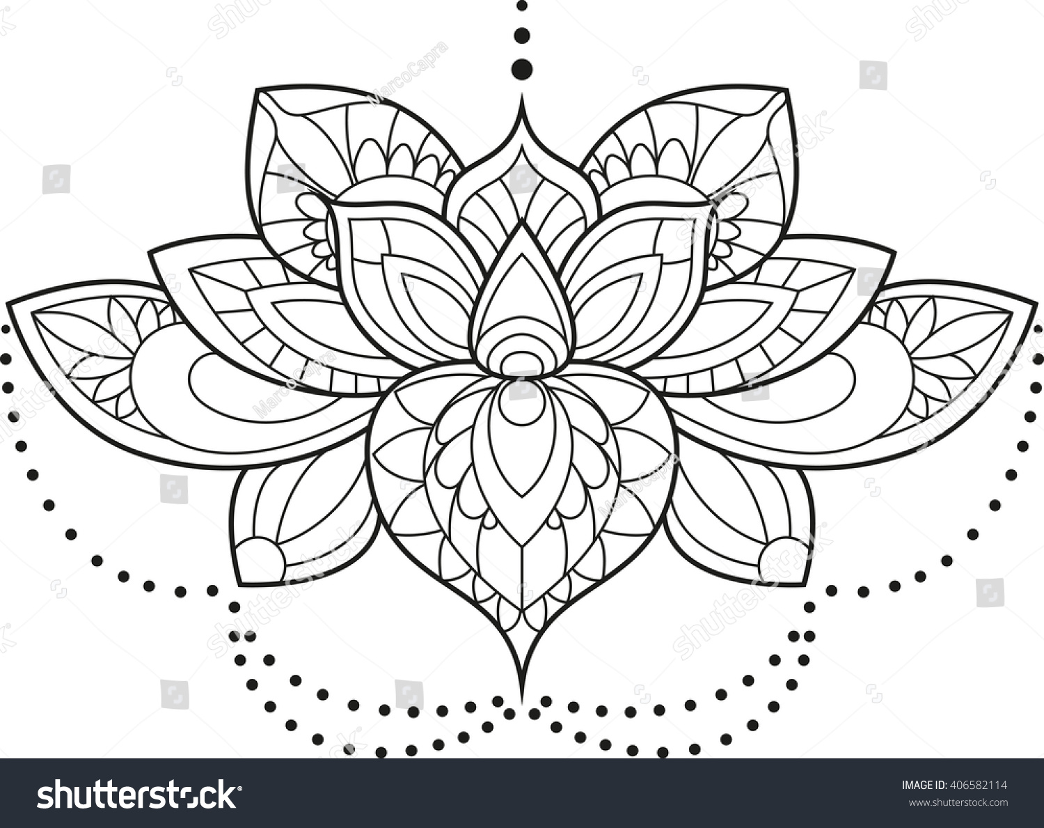 Download Vector Illustration Of A Mandala Lotus Flower In Black And ...