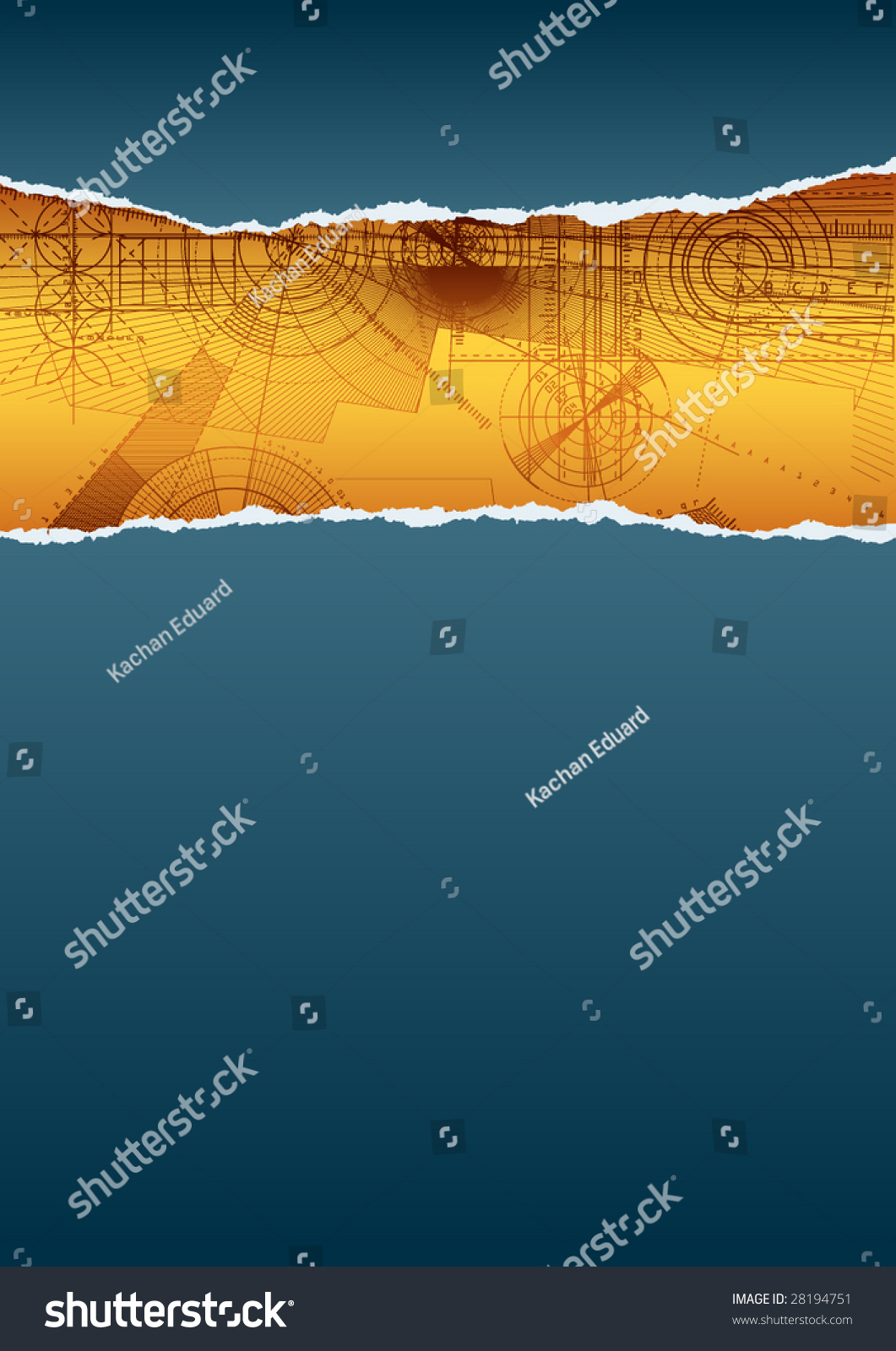 Vector Illustration Of A Ripped Paper With Technical