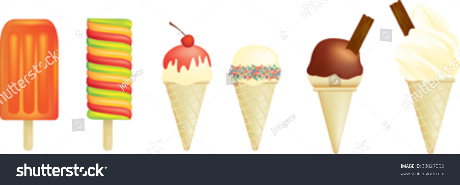 Vector Illustration Of A Set Of Ice Creams And Lolly - 33027052