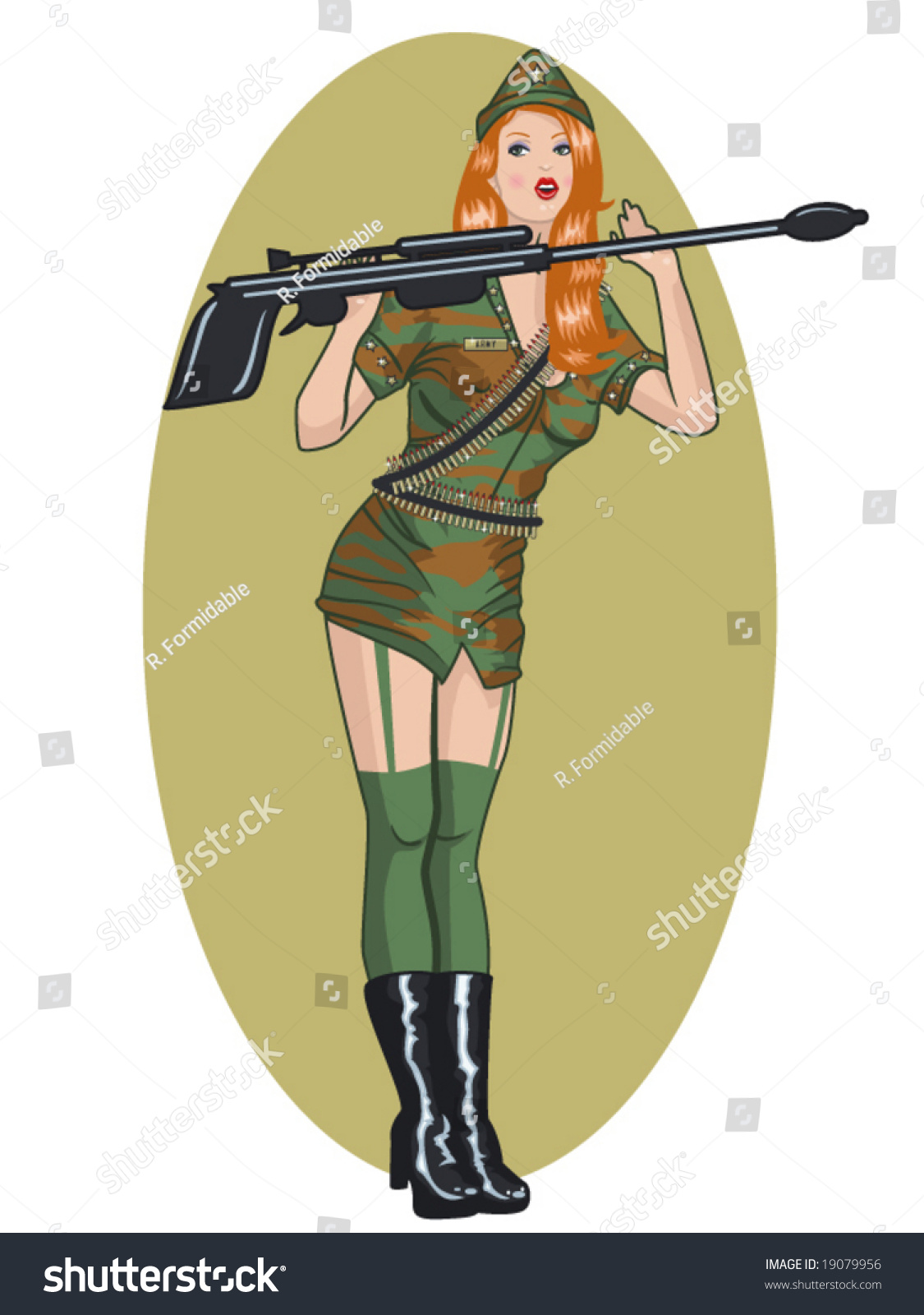 Vector Illustration Sexy Army Girl Stock Vector 19079956 Shutterstock 