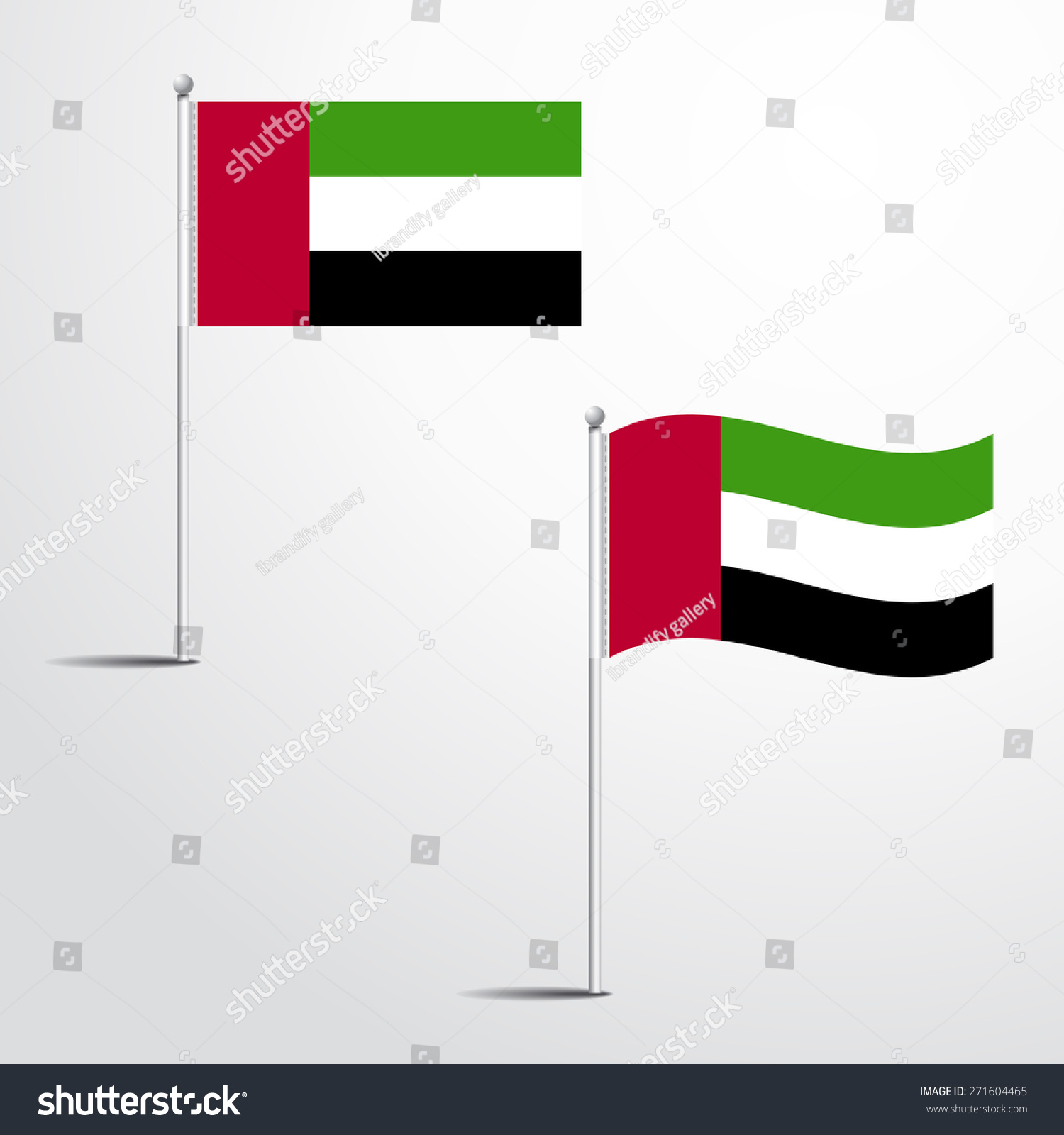 Vector Illustration Of A Waving United Arab Emirates Uae Flag Fasten On