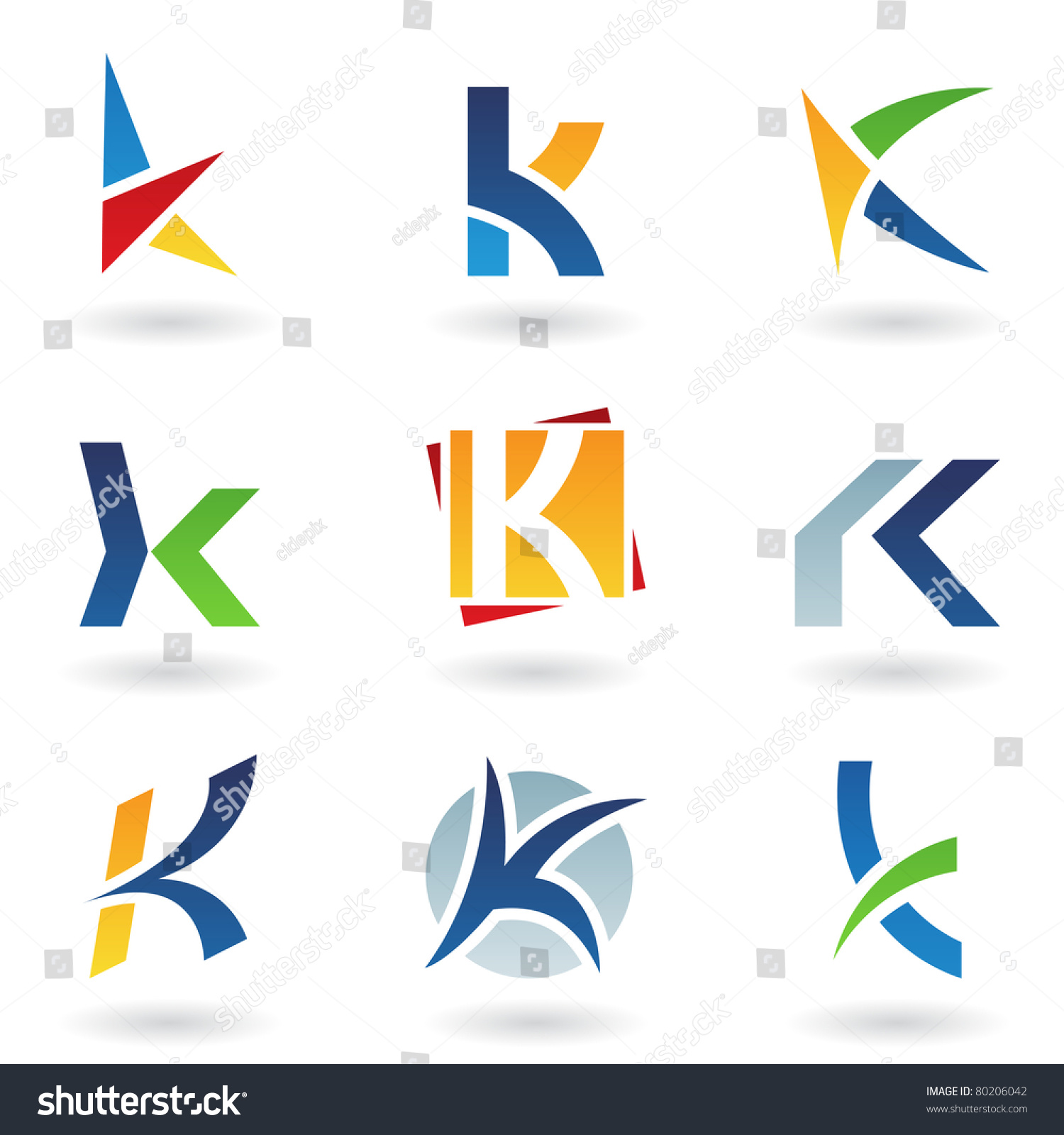 Vector Illustration Of Abstract Icons Based On The Letter K - 80206042