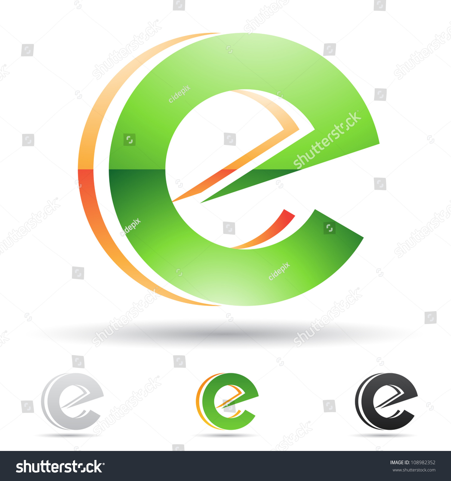Vector Illustration Of Abstract Icons Of Letter E - Set 3 - 108982352