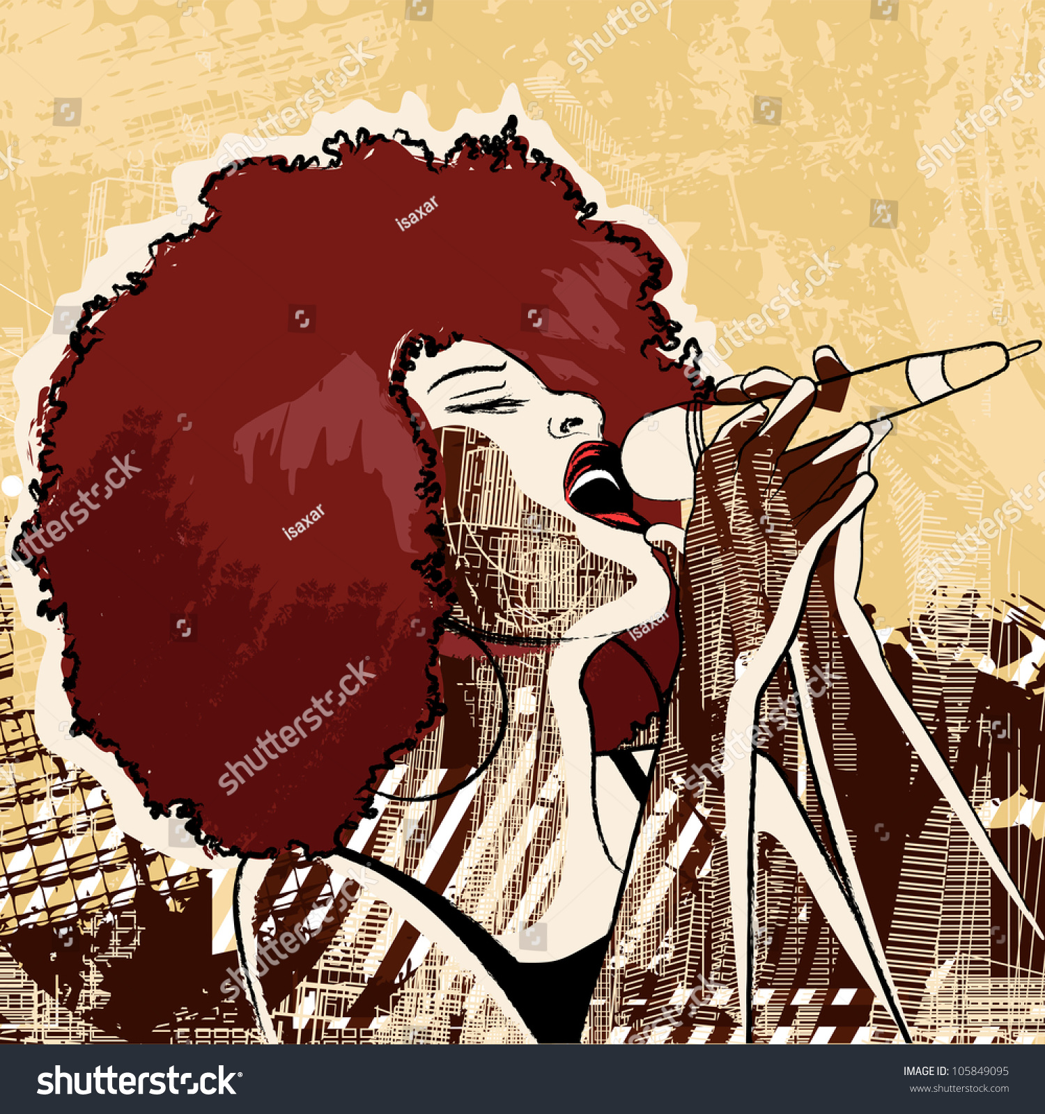 Vector Illustration Of An Afro American Jazz Singer On Grunge Background 105849095 Shutterstock 2519