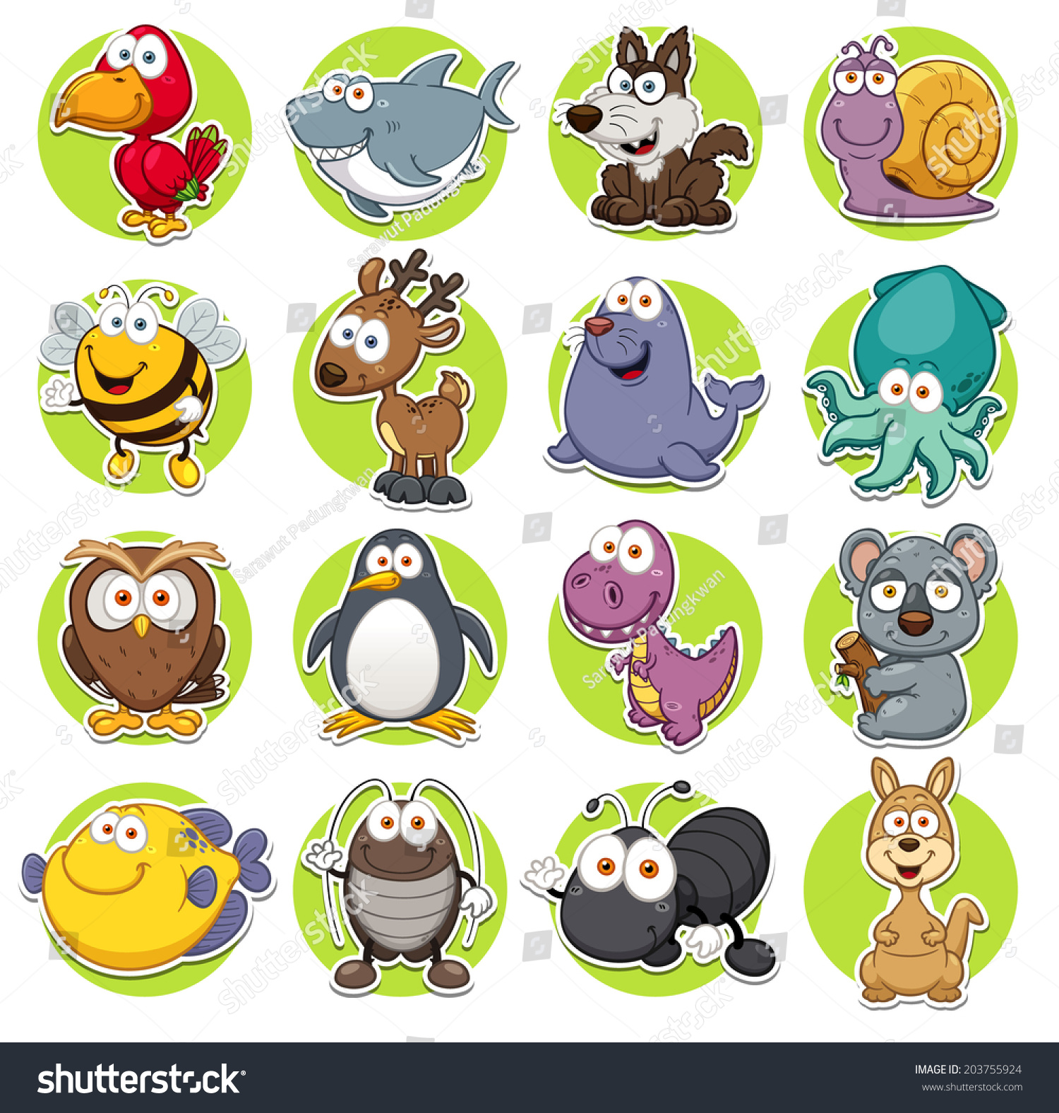 Vector Illustration Of Animals Set Cartoon - 203755924 : Shutterstock