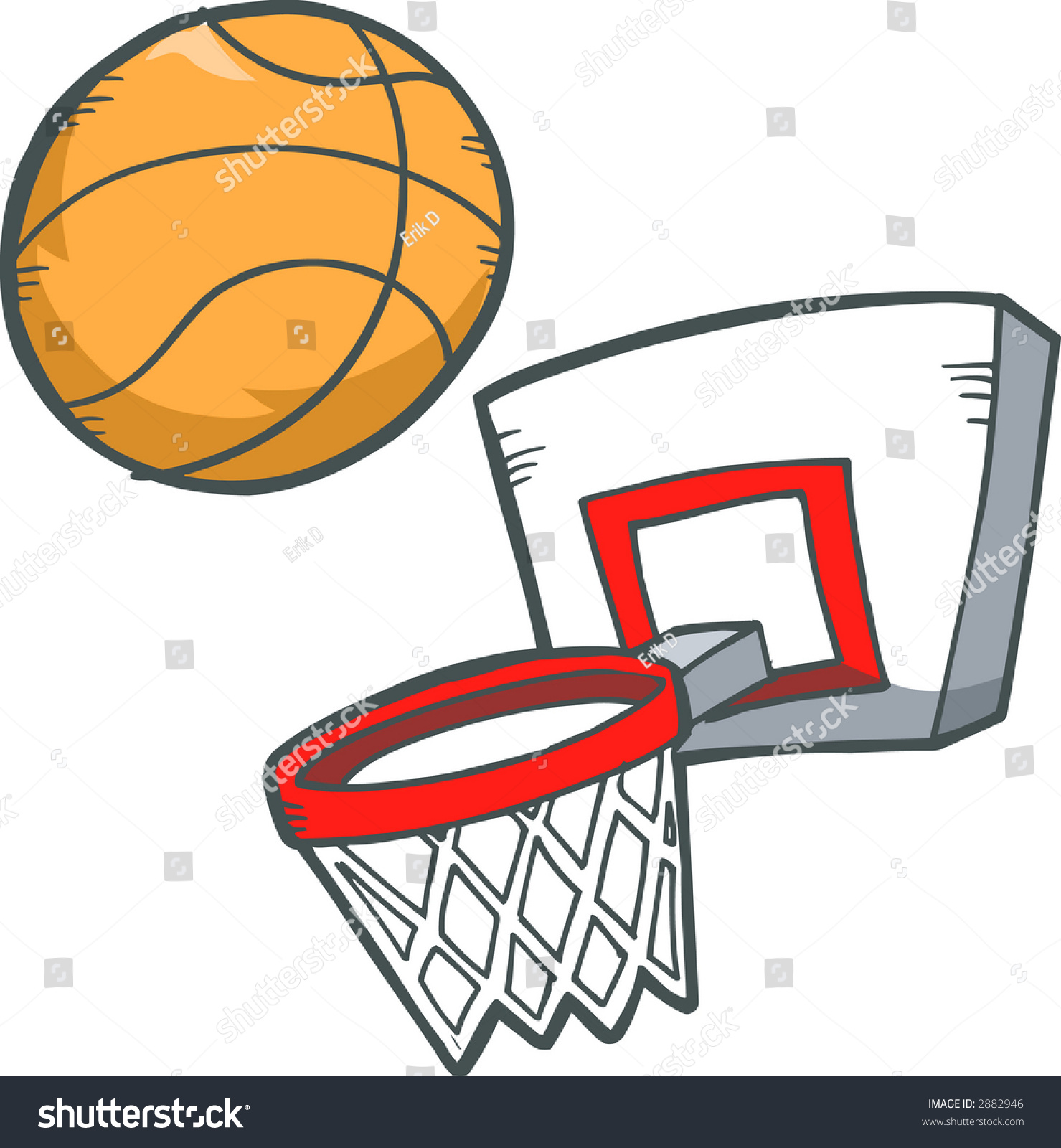 Vector Illustration Of Basketball & Basketball Hoop - 2882946
