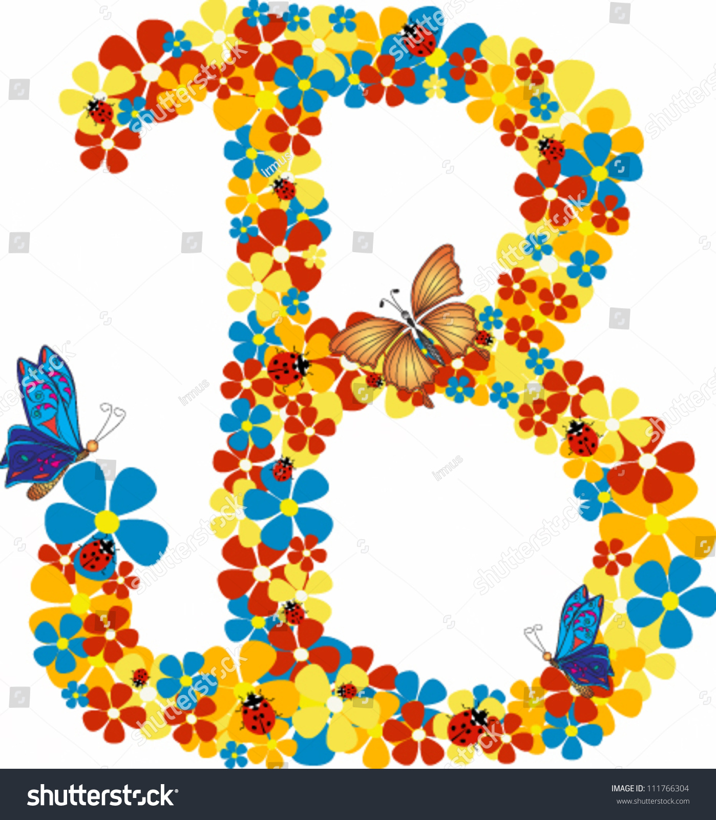 Vector Illustration Of Beautiful Floral Letter B - 111766304 : Shutterstock