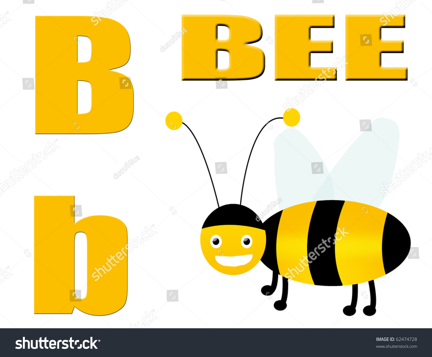 Vector Illustration Of Bee And English Letter "B" - 62474728 : Shutterstock