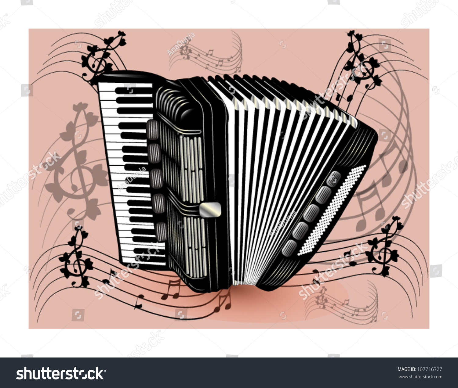 Vector Illustration Of Black Accordion. - 107716727 : Shutterstock