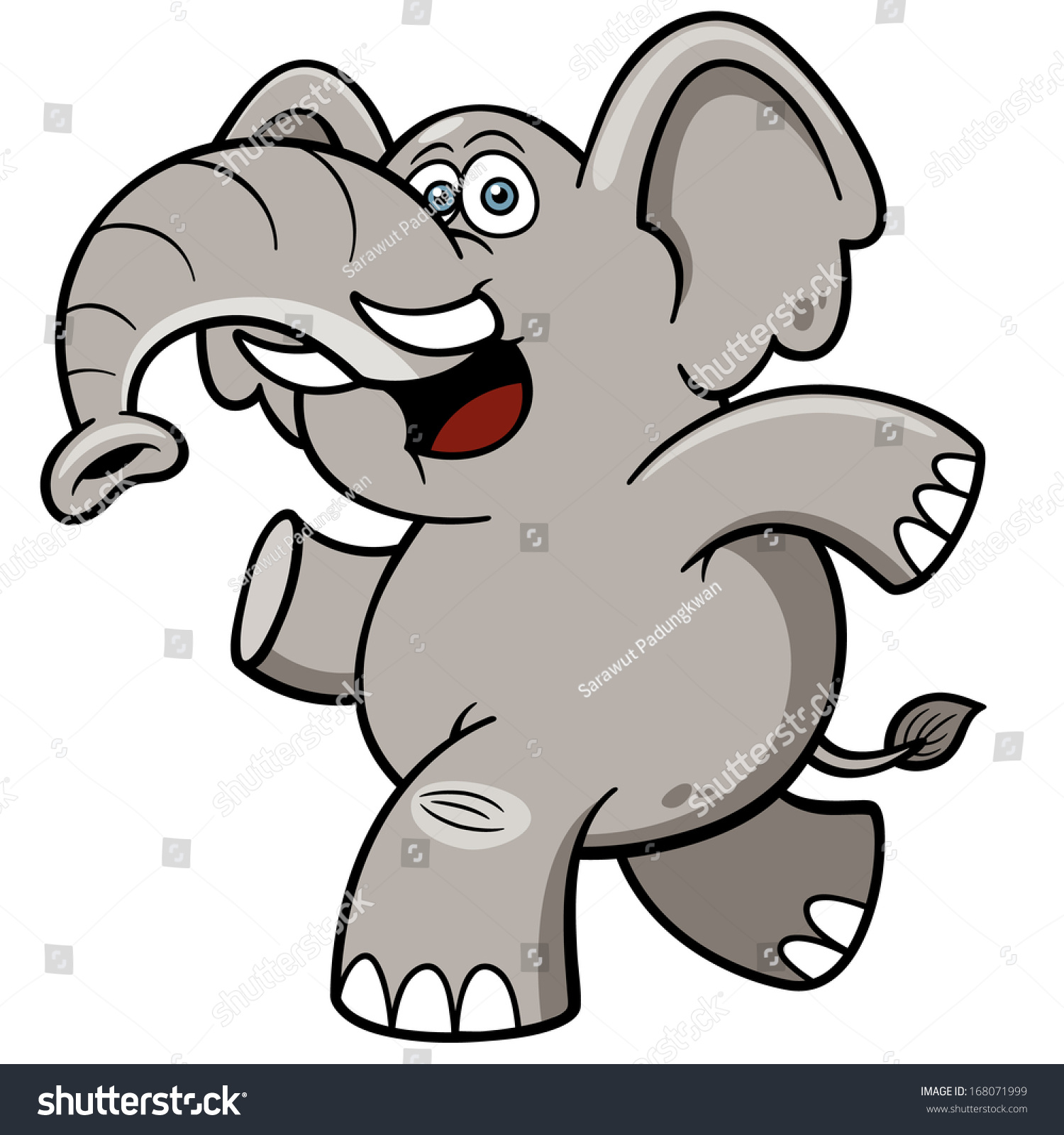 Vector Illustration Of Cartoon Elephant - 168071999 : Shutterstock