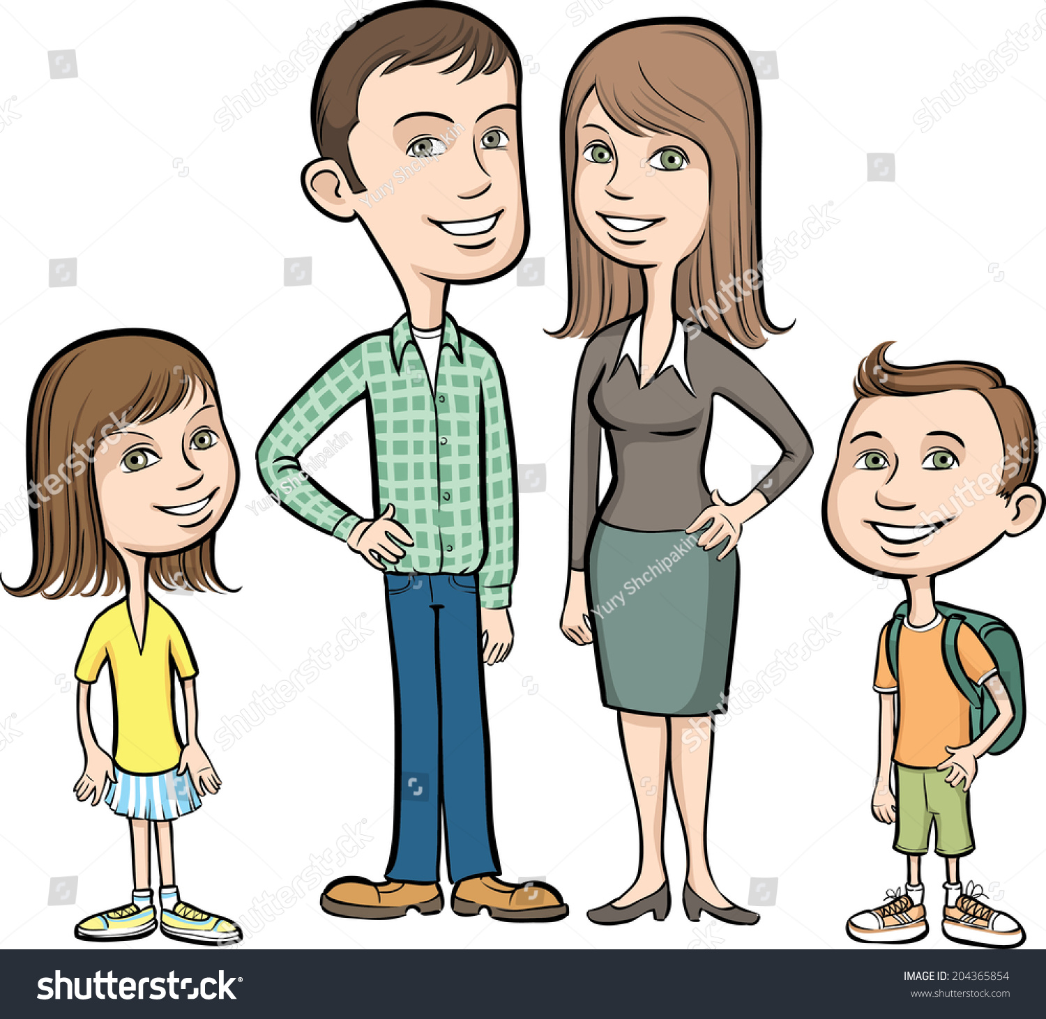 Vector Illustration Of Cartoon Family - 204365854 : Shutterstock