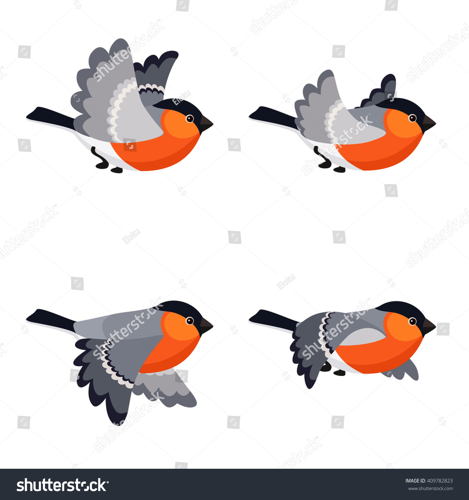 Download Vector Illustration Cartoon Flying Bullfinch Animation ...