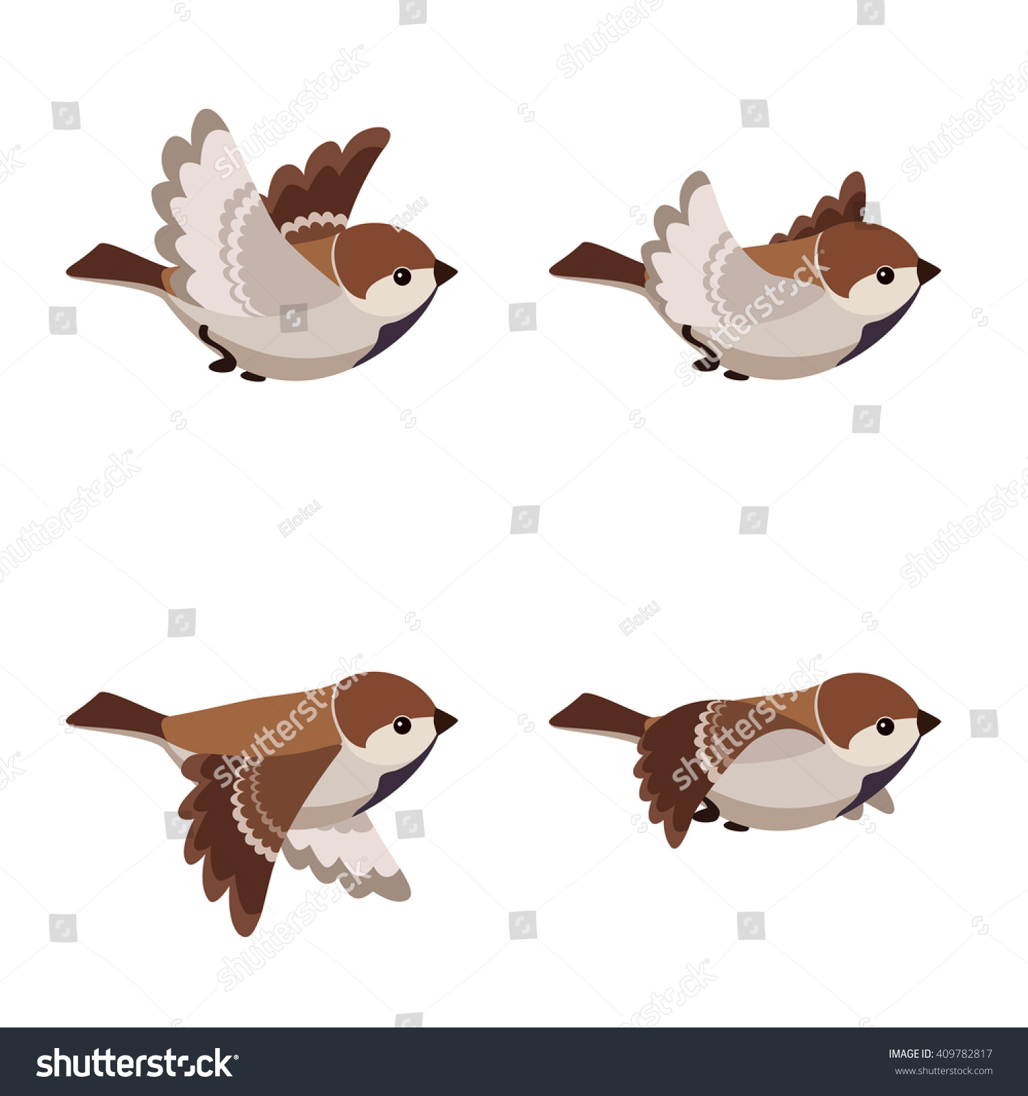 Download Vector Illustration Cartoon Flying Sparrow Animation Stock ...