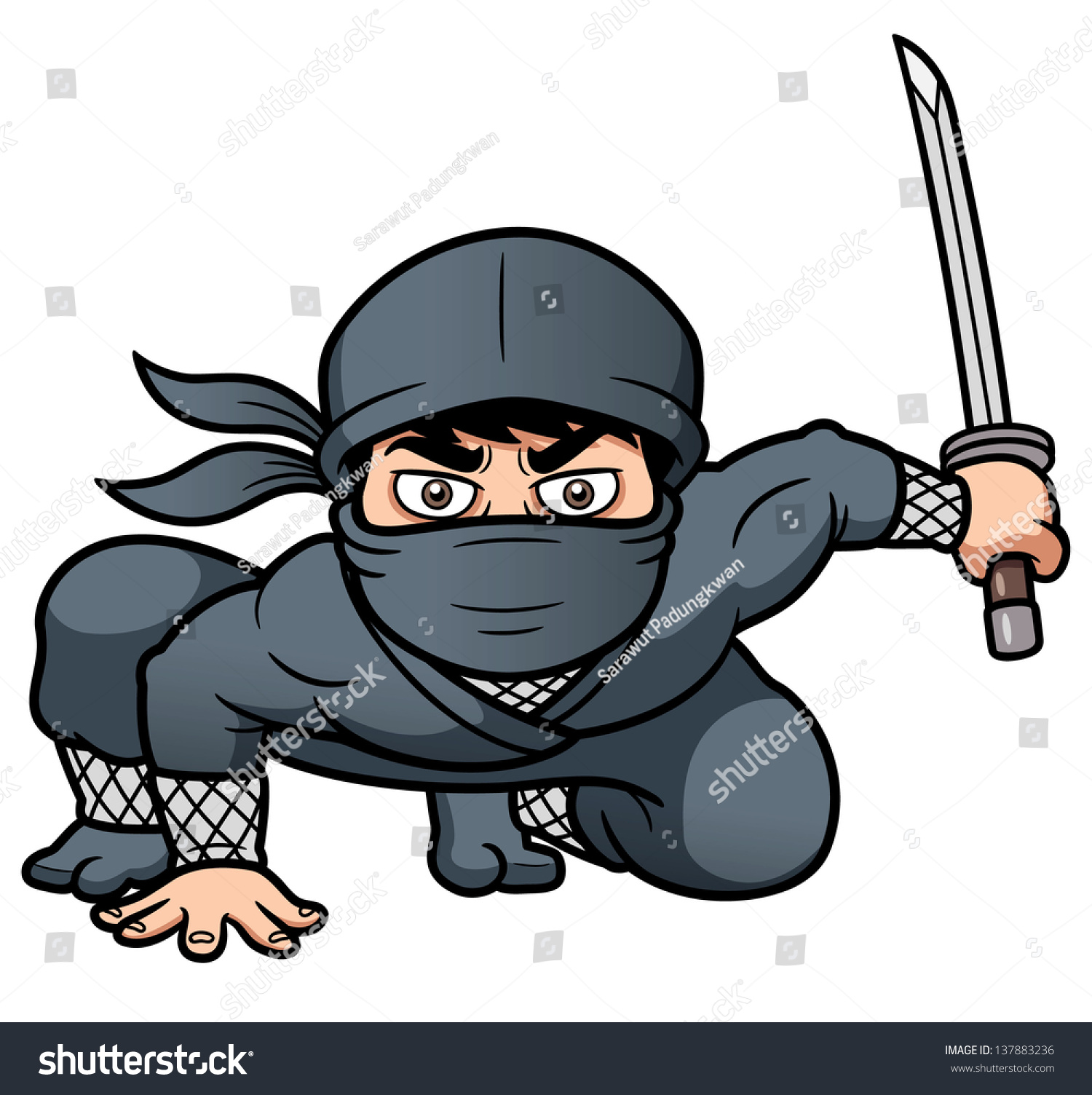 Vector Illustration Of Cartoon Ninja - 137883236 : Shutterstock