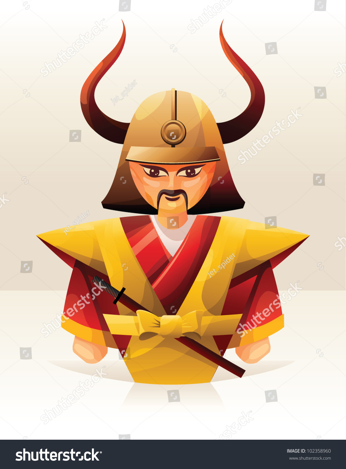 Vector Illustration Of Cartoon Samurai - 102358960 : Shutterstock